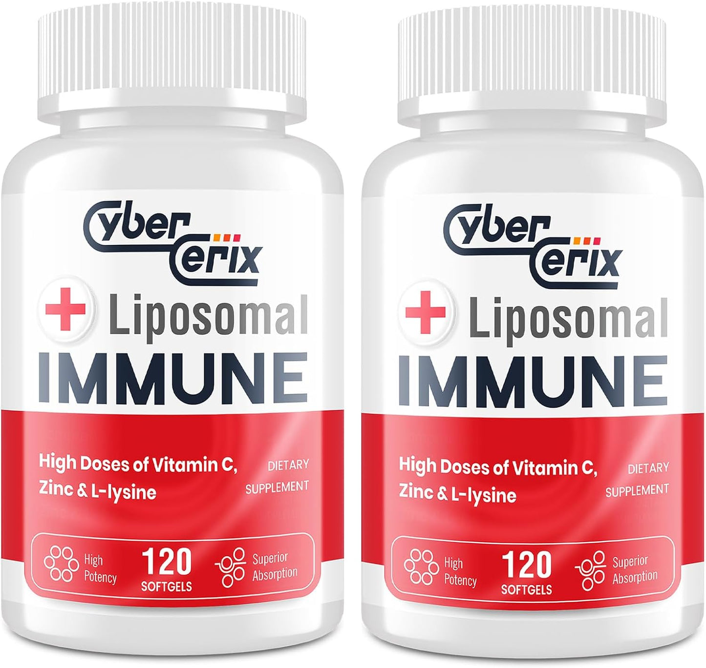 CyberCerix Liposomal Immune Support Supplement for Adults, Complex with L-Lysine 1,500mg, Vitamins, Minerals & Herbal Extracts, Comprehensive Daily Wellness Blend for Men & Women - 240 Capsules