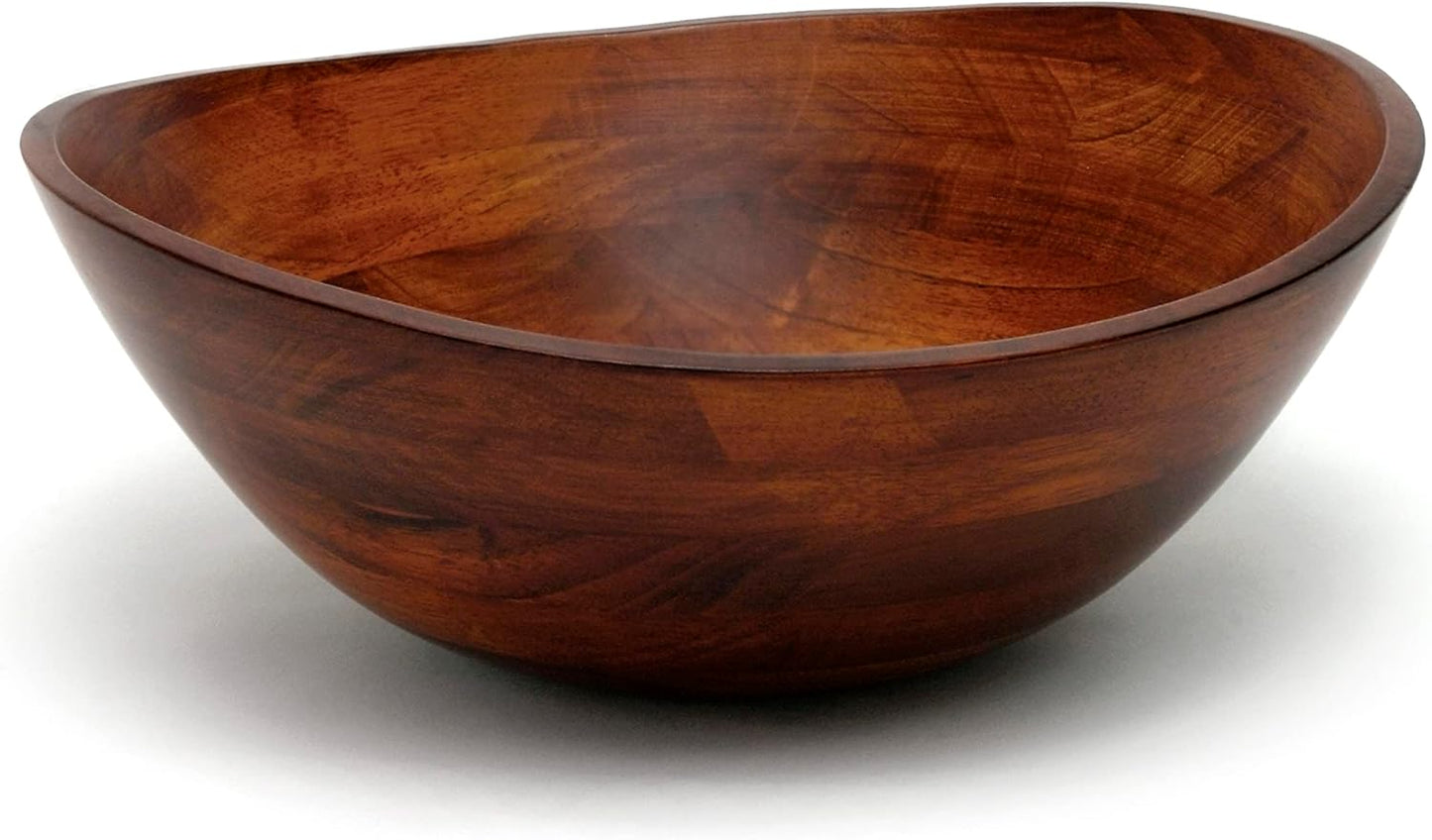 Lipper International Cherry Finished Wavy Rim Serving Bowl for Fruits or Salads, Matte, Large, 13" x 12.5" x 5", Single Bowl