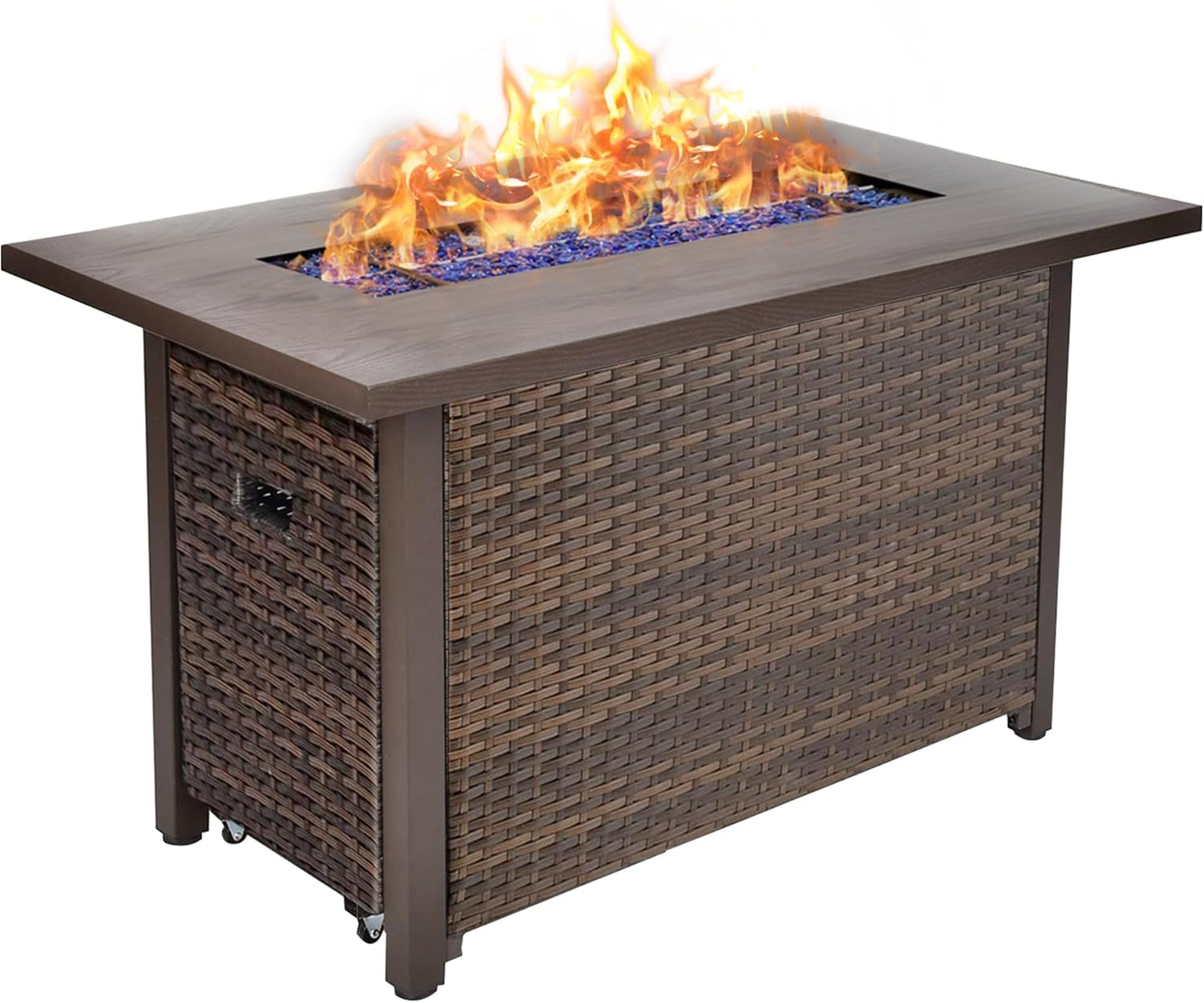 42 Inch Propane Fire Pit Table, 50,000 BTU Outdoor Gas Fire Pits with Removable Lid, 2 in 1 Rectangular Firepit Table for Outside Patio Deck and Garden
