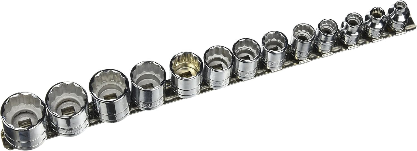 SK Hand Tools 4653 13-Piece 3/8-Inch Drive 12 Point Standard Fractional Socket Set