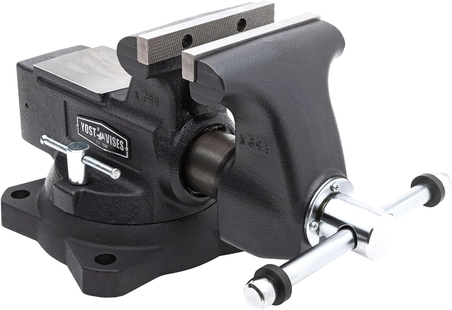 Yost HD550-C Heavy Duty 5-1\/2 Inch Mechanics Work Bench Vise | Heavy Duty Woodworking & Metal Work Table with Secure Grip Swivel Base | 60,000 PSI Casting Iron Material with Extra-large Anvil Surface