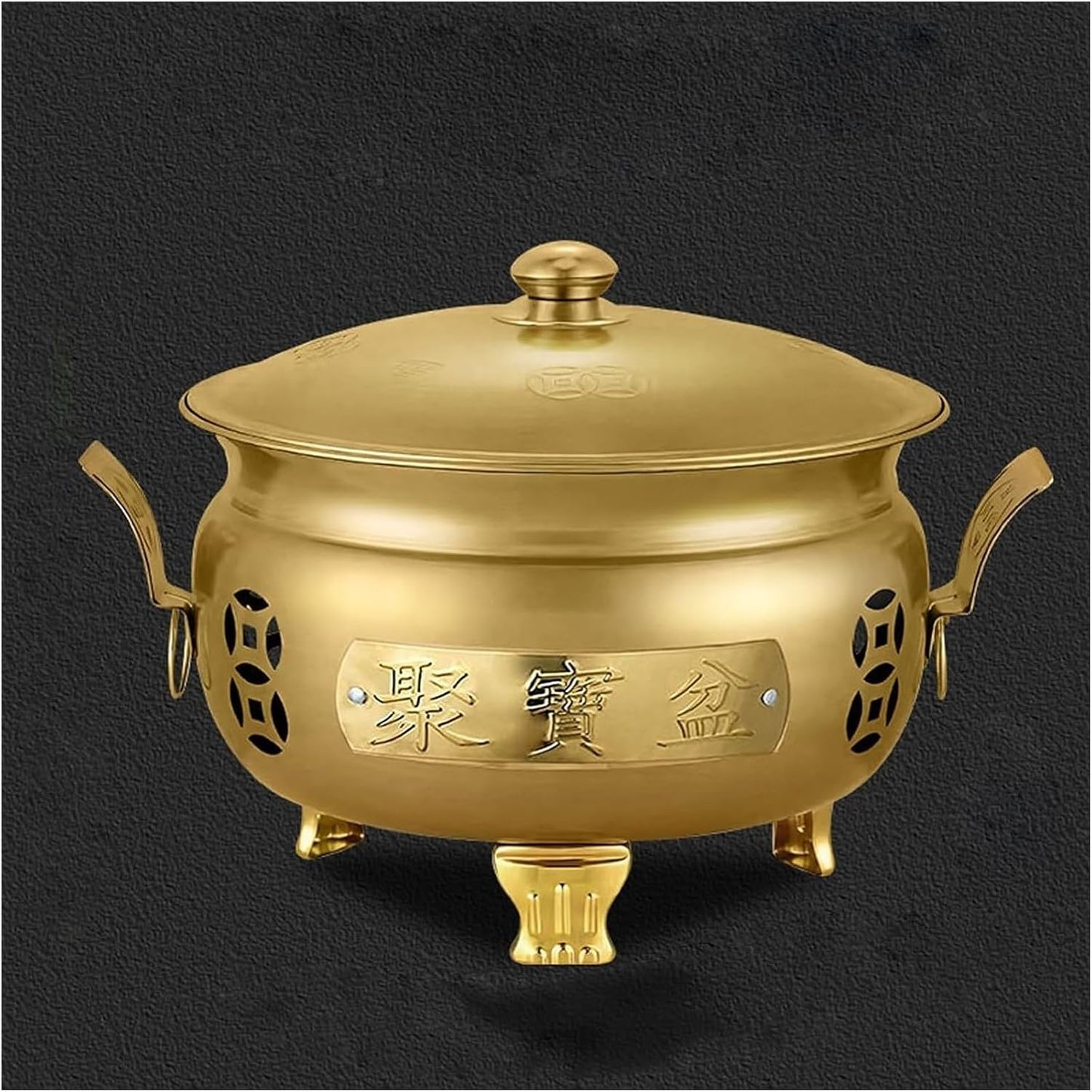 Smokeless Burn Barrel,Burn Barrel, Leaf incinerator with Lid Paper Burning Barrel,Outdoor Bucket,Trash Barrels for Outside(Gold Fortune,50cm(19.7in))