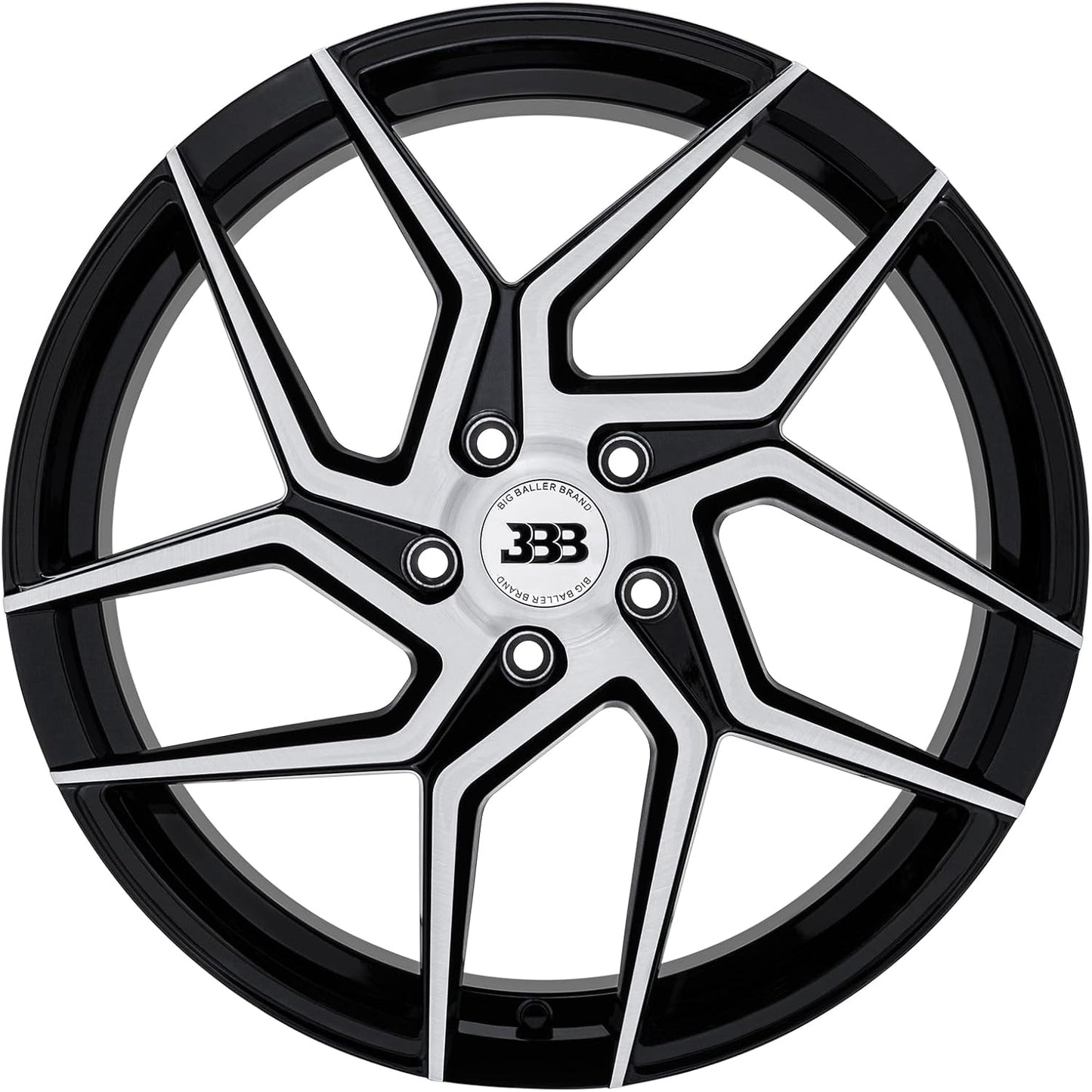 Big Baller Brand H147 Z06 Gloss Black with Brushed Face Passenger Car Automotive Aluminum Car Wheels Fits Lug Vehicles, Passenger Car Rims, Bolt pattern 5x120, offset.+35mm, Hub 72.6mm