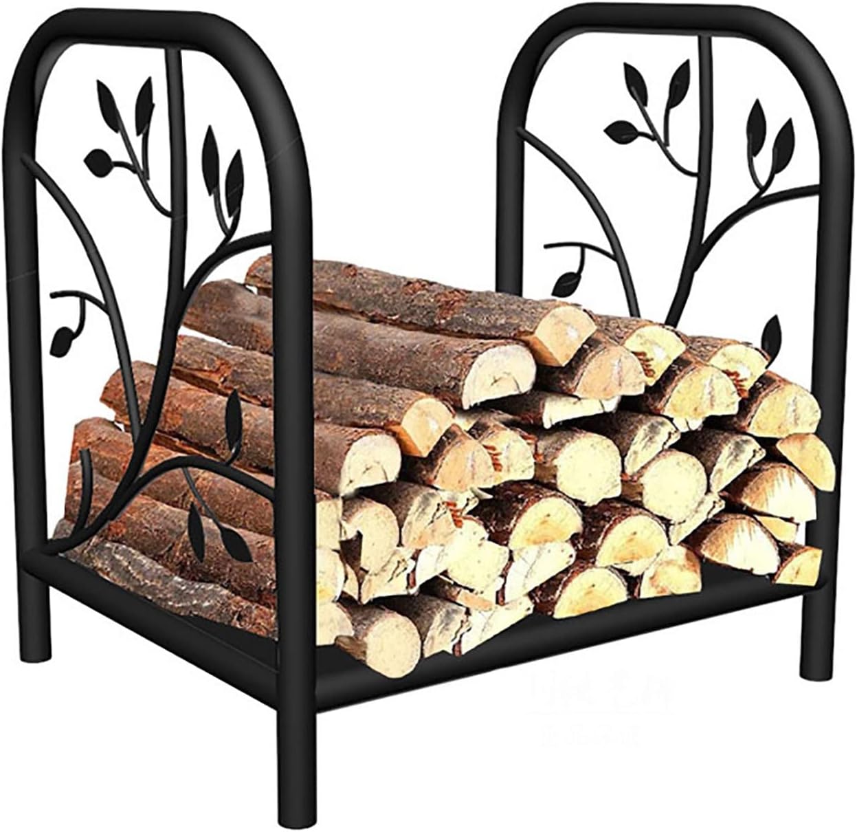 Heavy Duty Firewood Stand Rack 17.7inch Tall, Solid Metal Wood Storage Holder Stand Steel Frame Indoor Outdoor, Easy Assembly,