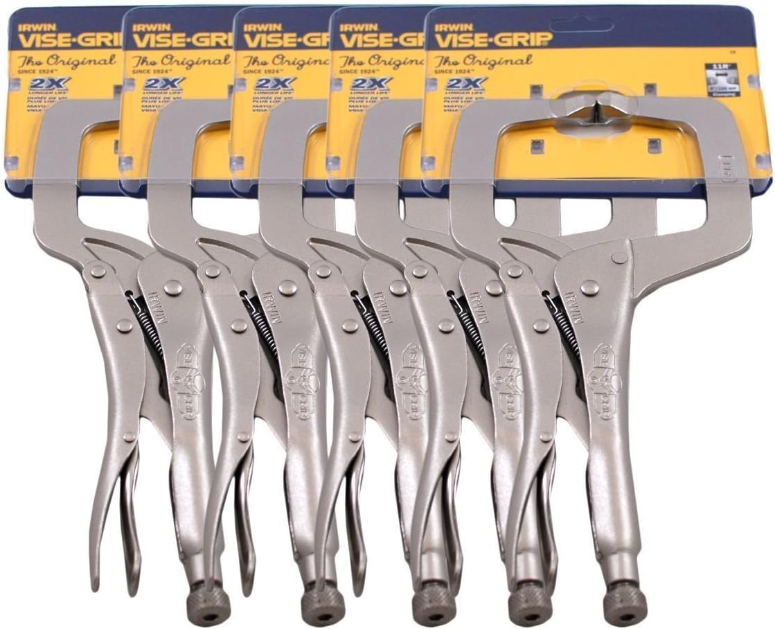 IRWIN Vise Grip 11R 11" C Clamp Locking Regular Tip Easy Release Pliers (5 PACK)
