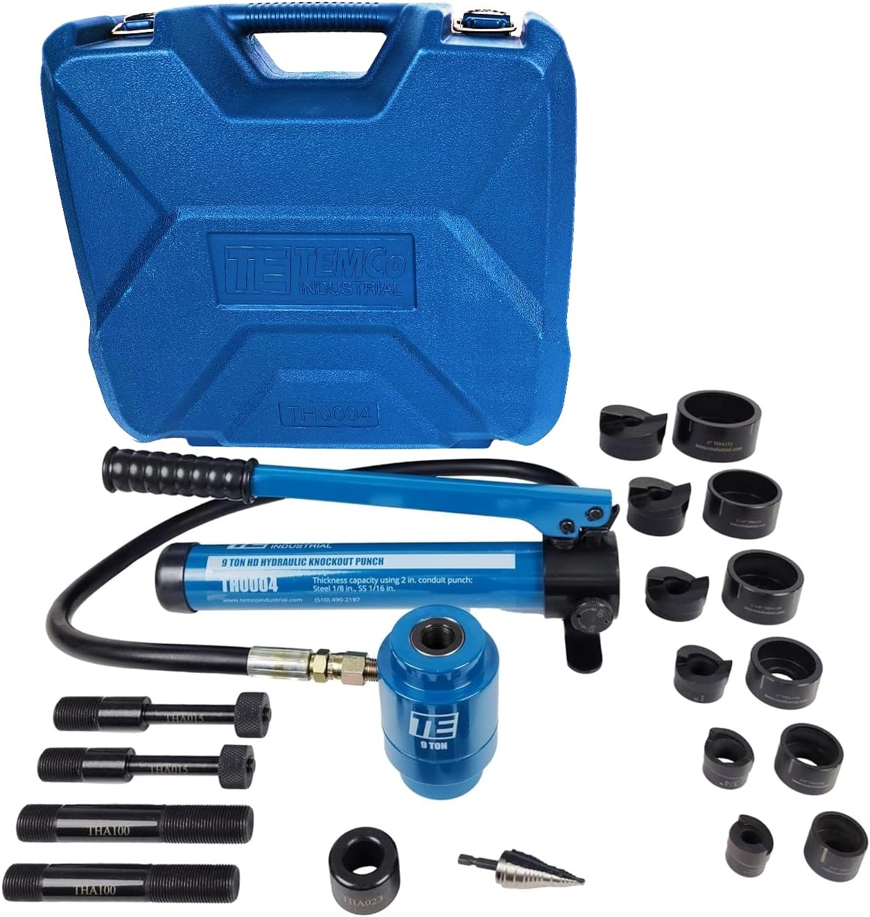 TEMCo Hydraulic Knockout Punch TH0004 - Electrical Conduit Hole Cutter Set KO Tool Kit 5 Year Warranty