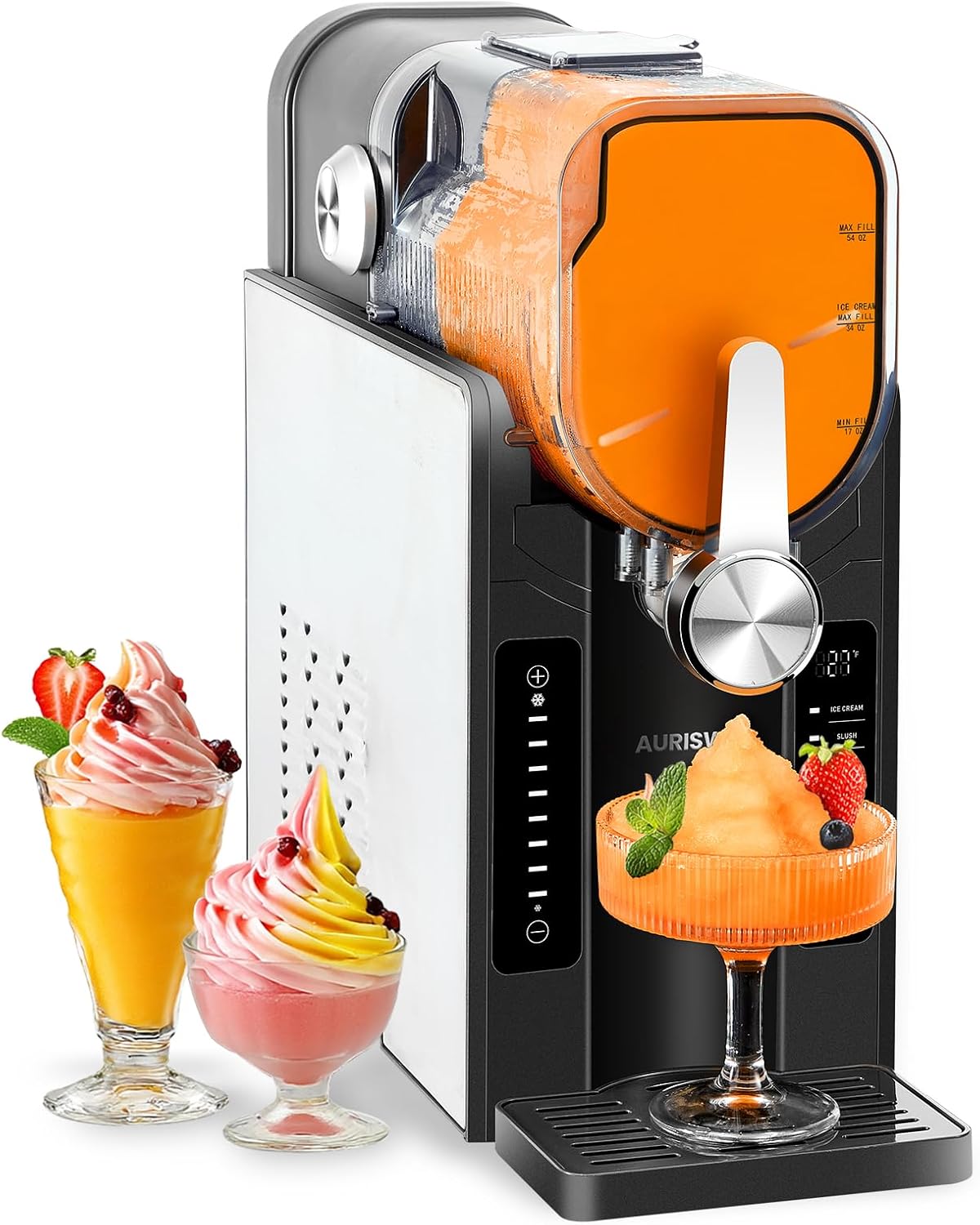 AURISWELL Slushie Machine for Home - 88oz No Ice Needed Frozen Drink & Slushy Maker with Auto-Clean, 6 Preset Programs (Margaritas, Frappés and More) & LED One-Touch 12h Reservation for Summer Party