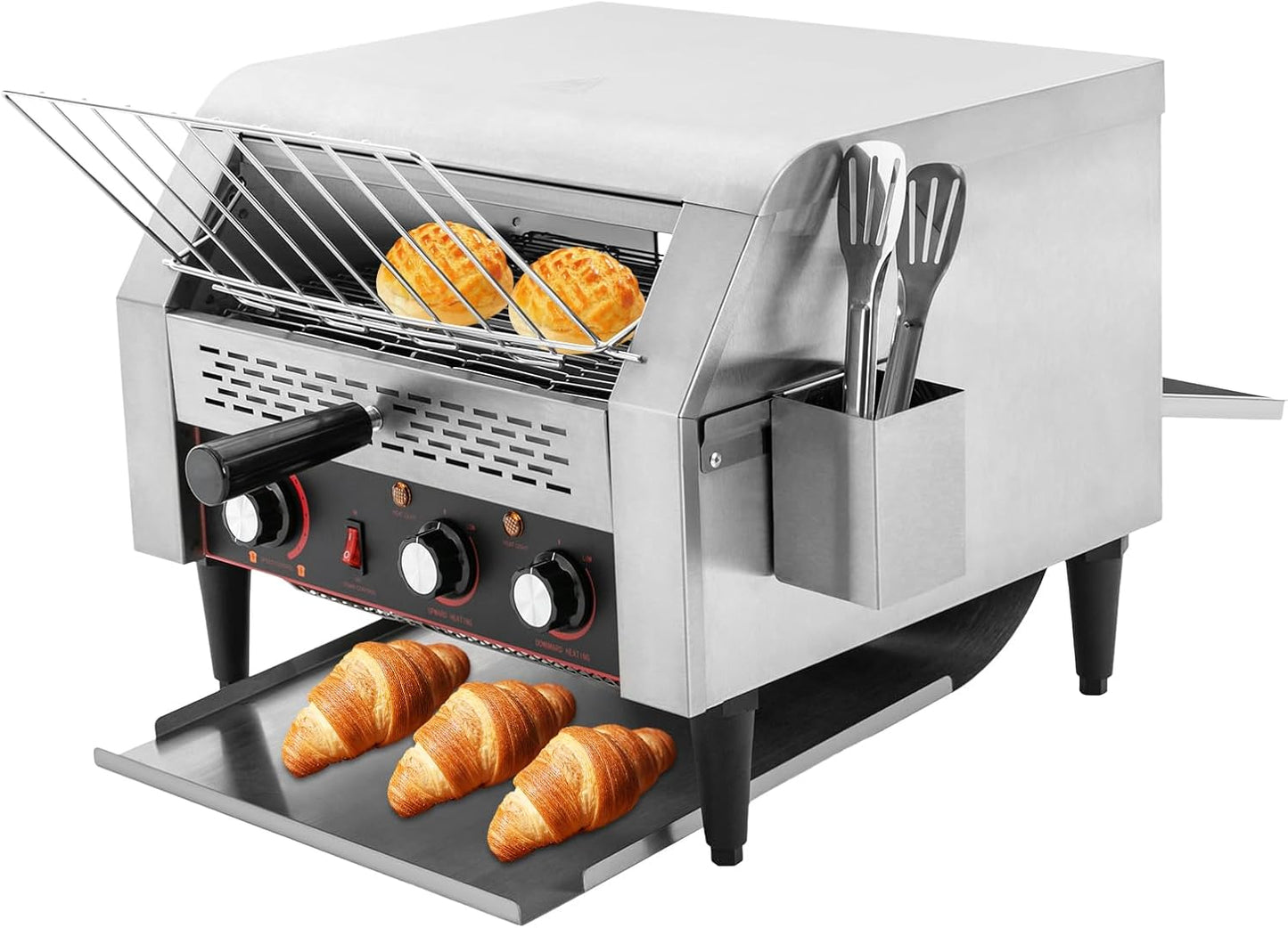 Hanmorfarbi 300 Slices\/H Commercial Conveyor Toaster 1900W Stainless Steel,Hot Dog Toaster and Bun Toaster,7 Speed & 3 Heating Modes 110V for Baking Toast Sandwiches,(300 Slices\/H)