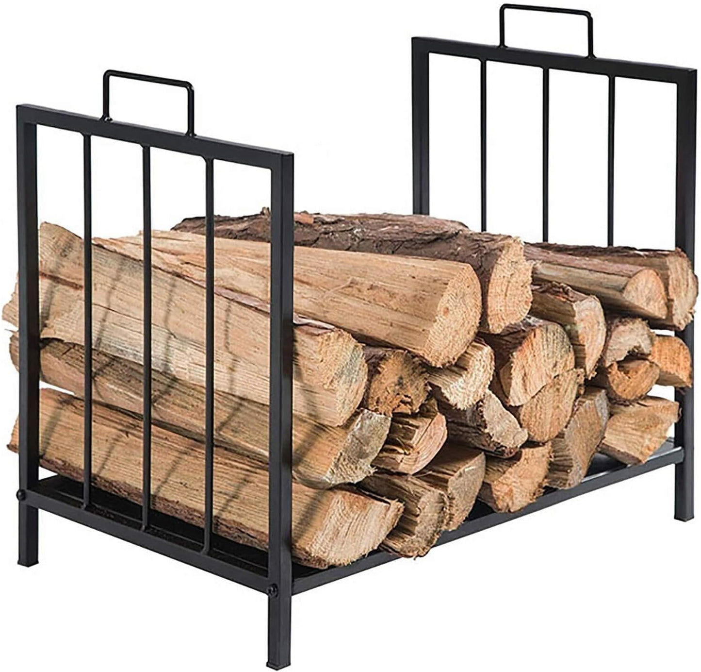 Small Compact Firewood Log Rack, 17-Inch Heavy-Duty Iron Wood Holder For Indoor Fireplace, Stove & Outdoor Fire Pit
