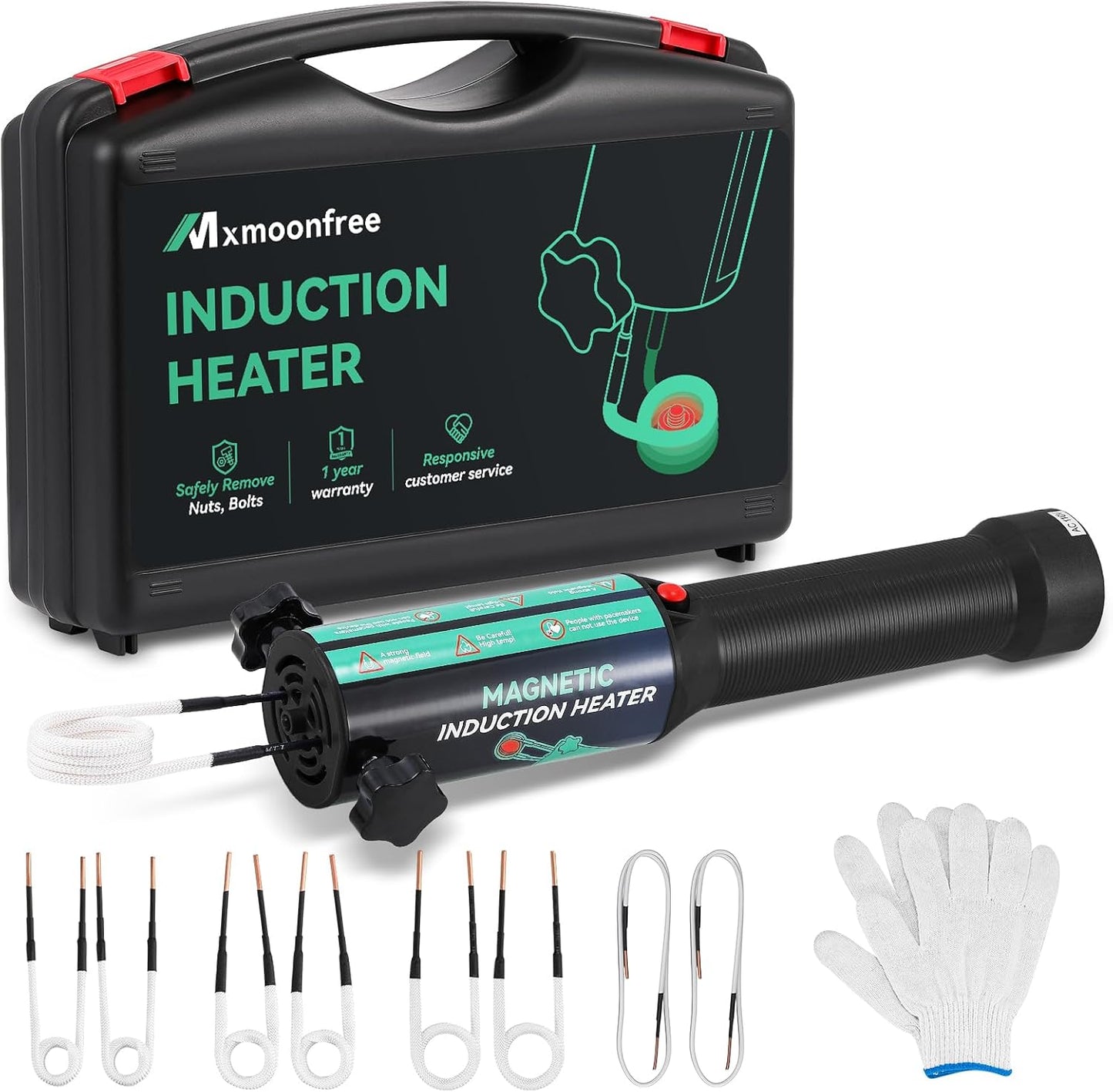 Mxmoonfree 1500W Induction Heater Bolt Removal Tool, 8 Coils & Rugged Case for Nuts, Bolts & Bearings, Blue, 2 Warranty, 110V