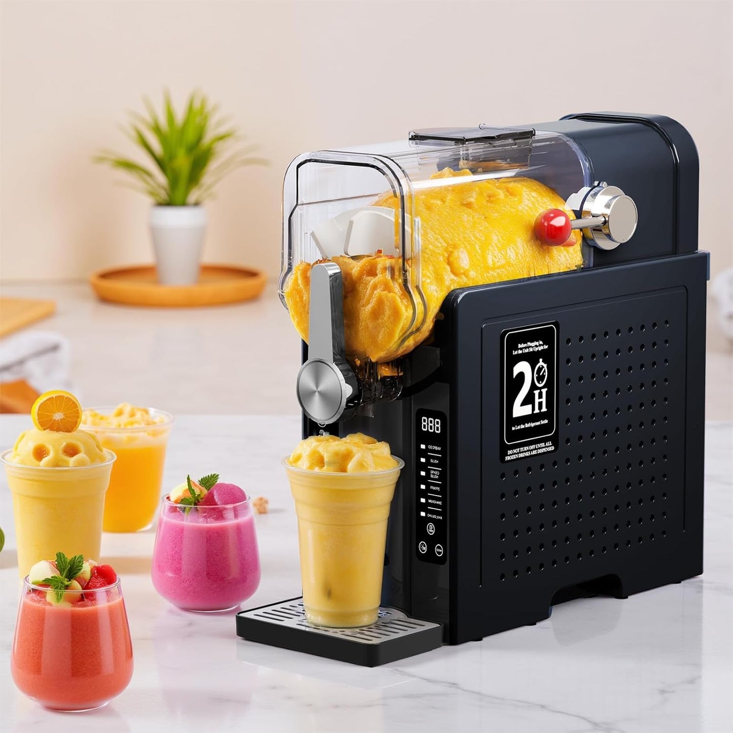 Slushie Machine, Sand Ice Maker, Frozen Drink Maker with 6 Preset Modes | No Ice Needed | Self-Cleaning Slush Machine for Home or Commercial Use | Perfect for Smoothies, Margaritas, Milkshakes (Gray)