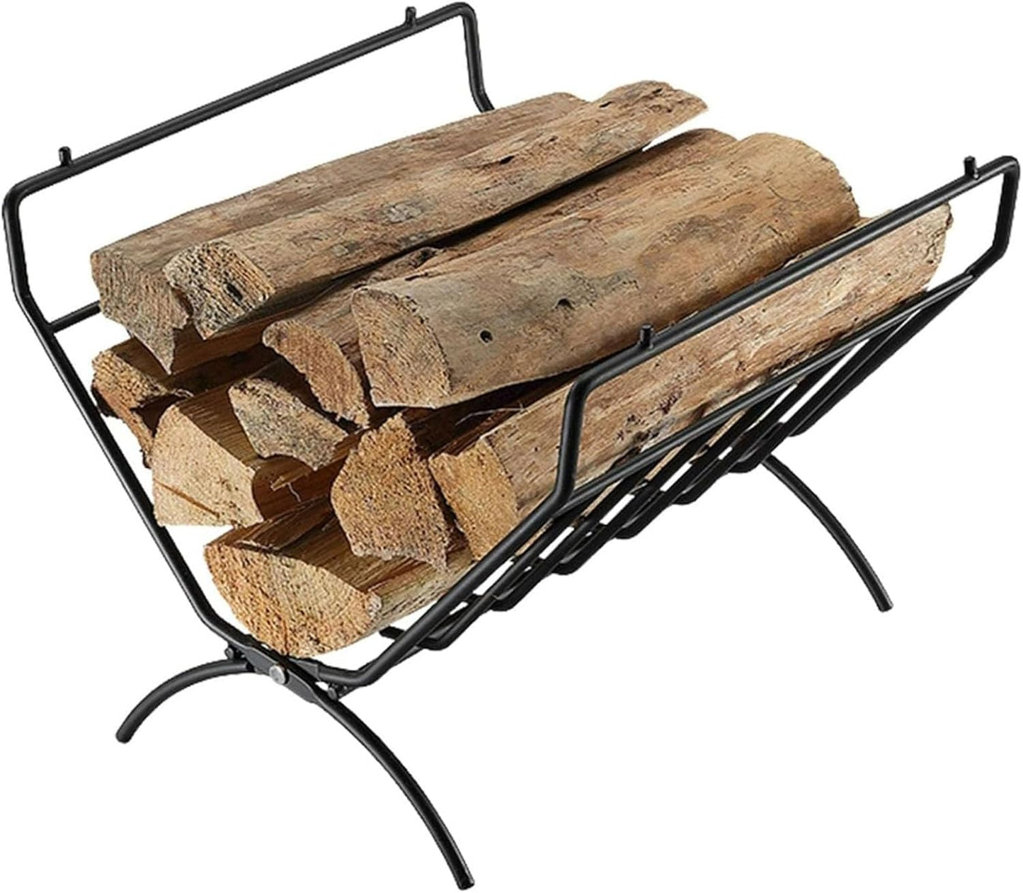 60cm Firewood Racks for Fireside Wrought Iron Log Cradle for Wood Burning Stove/Patio Firepit Lumber Storage Holder Black,