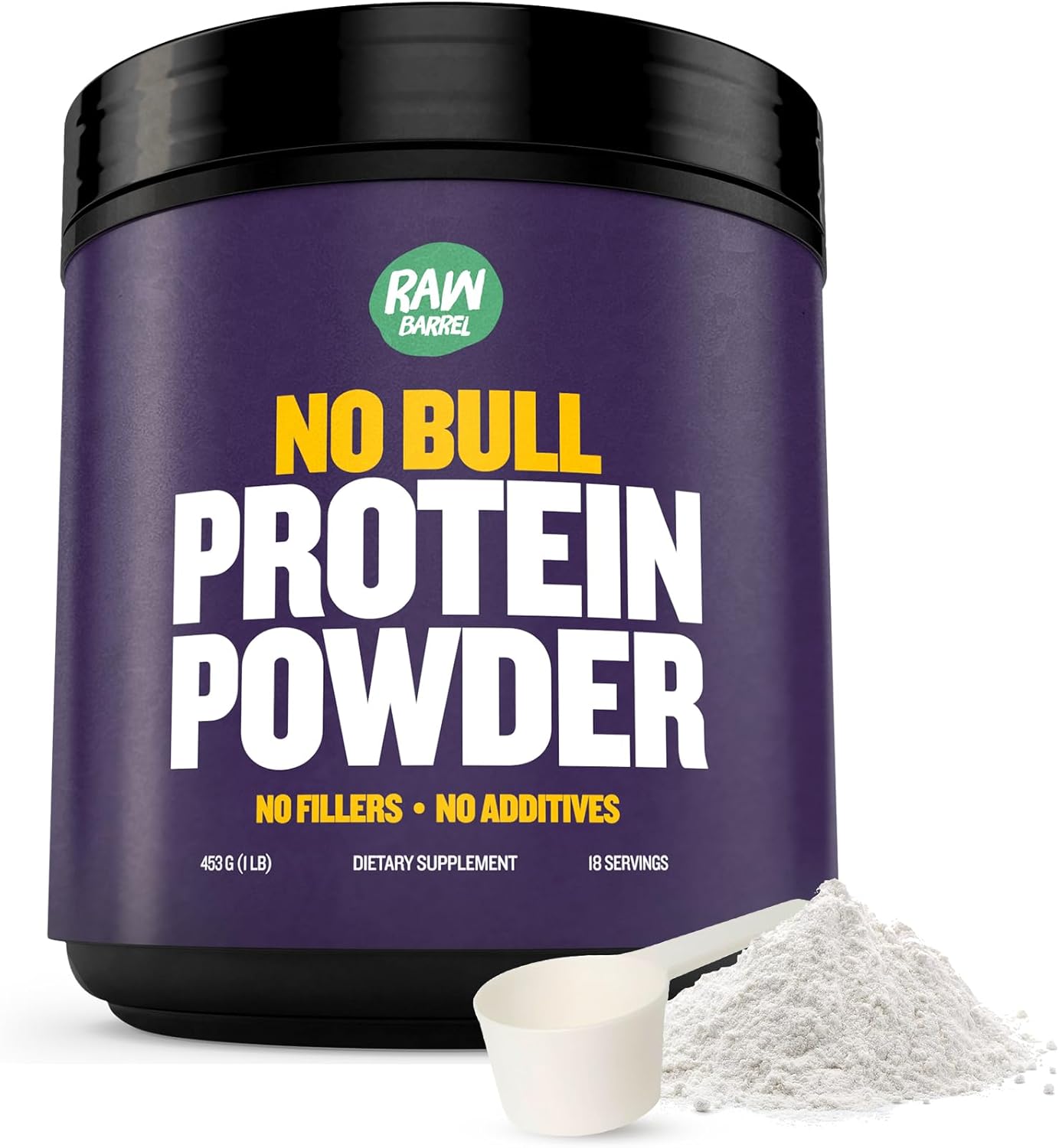 2lb No Bull Unflavored Whey Protein Powder, Pure, Instantized Whey Supplement,High Protein, Low Carb, No Fillers, No Additives, Flavorless