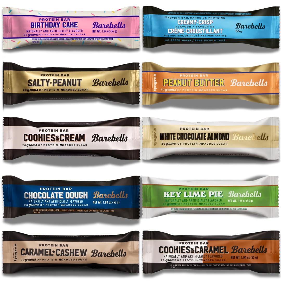Barebells Protein Bars Variety Pack – 10 Flavor Sampler with 20g Protein Each | Low Sugar High Protein Snacks Bars | Bundled by Mix It Up Munchies | Healthy Gift Box Idea