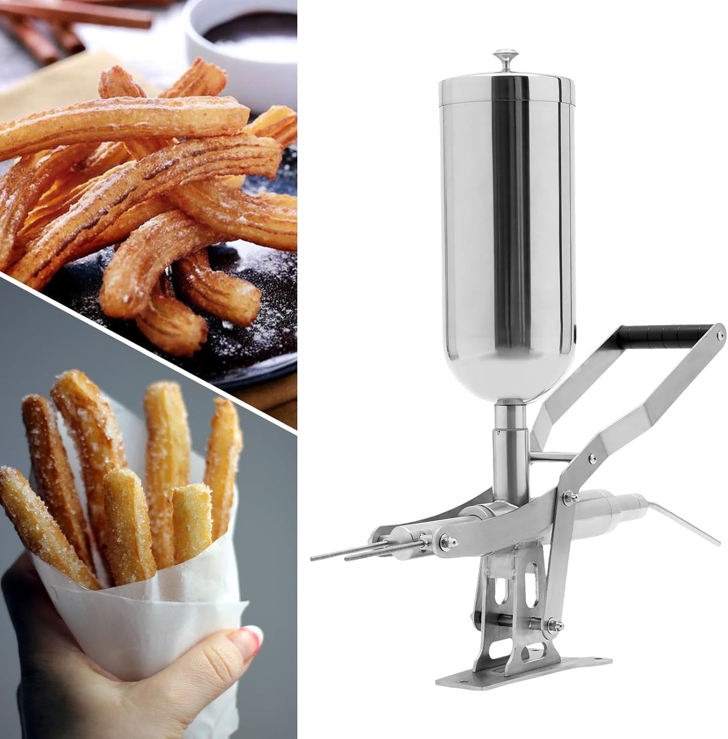 5L Manual Spanish Churro Filler Machine,Hand Donut Filling Machine Stainless Steel Pastry Filler Machine Commercial Spanish Churros Maker Machine for Home Kitchen Restaurant Dessert Cookie Shop