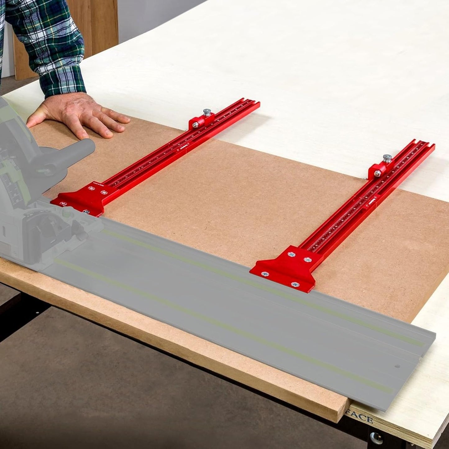 Parallel Guide Rail System, Aluminum Alloy Rail System Circular Saw Track Set, Circular Saw Track Guide, Fixed Guide Rail Bracket Auxiliary Tools for Electric Circular Saw