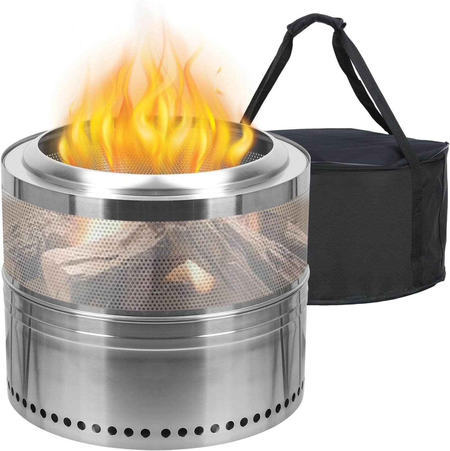 Talent Star 19.69 Inch Smokeless Firepit with Removable Ash Pan, Freestanding Stove Tabletop Fire Pit, Portable Outdoor Fire Pit for Urban & Suburbs 50 cm