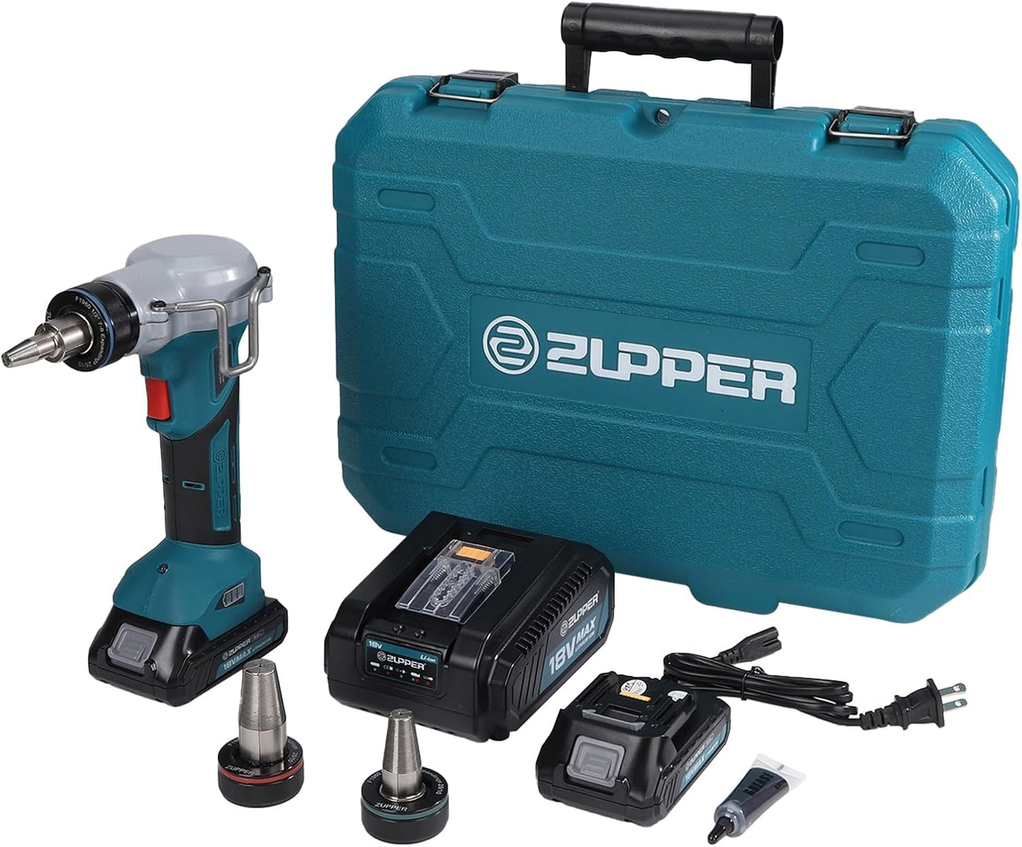 PEX Expansion Tool Kit,18V Cordless PEX-A Expander Tool with 1/2" 3/4" 1"PEX Expander Heads 2pcs Battery Fast Charger