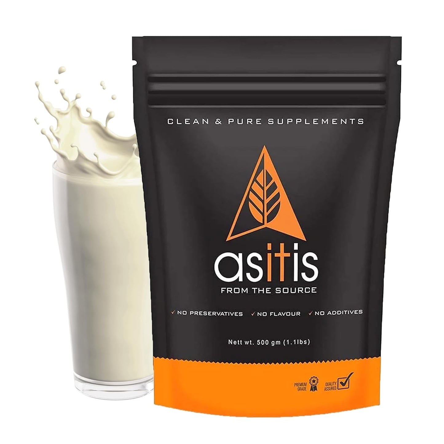 AS-IT-IS Nutrition Whey Protein Isolate 90% - 500 Gms/17.6 Oz | Protein 27g & Bcaa 5.9g Per Serving Unflavoured Cross-flow Microfiltered Natural Zero Fat, Zero Sugar