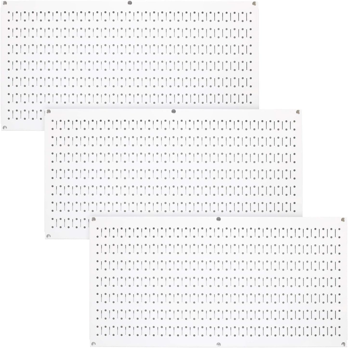 Wall Control Pegboard Value Pack - (3) Pack of Wall Control 16-Inch Tall x 32-Inch Wide Horizontal White Metal Wallboards for Home & Garage Tool Storage Organization (White Pegboard)