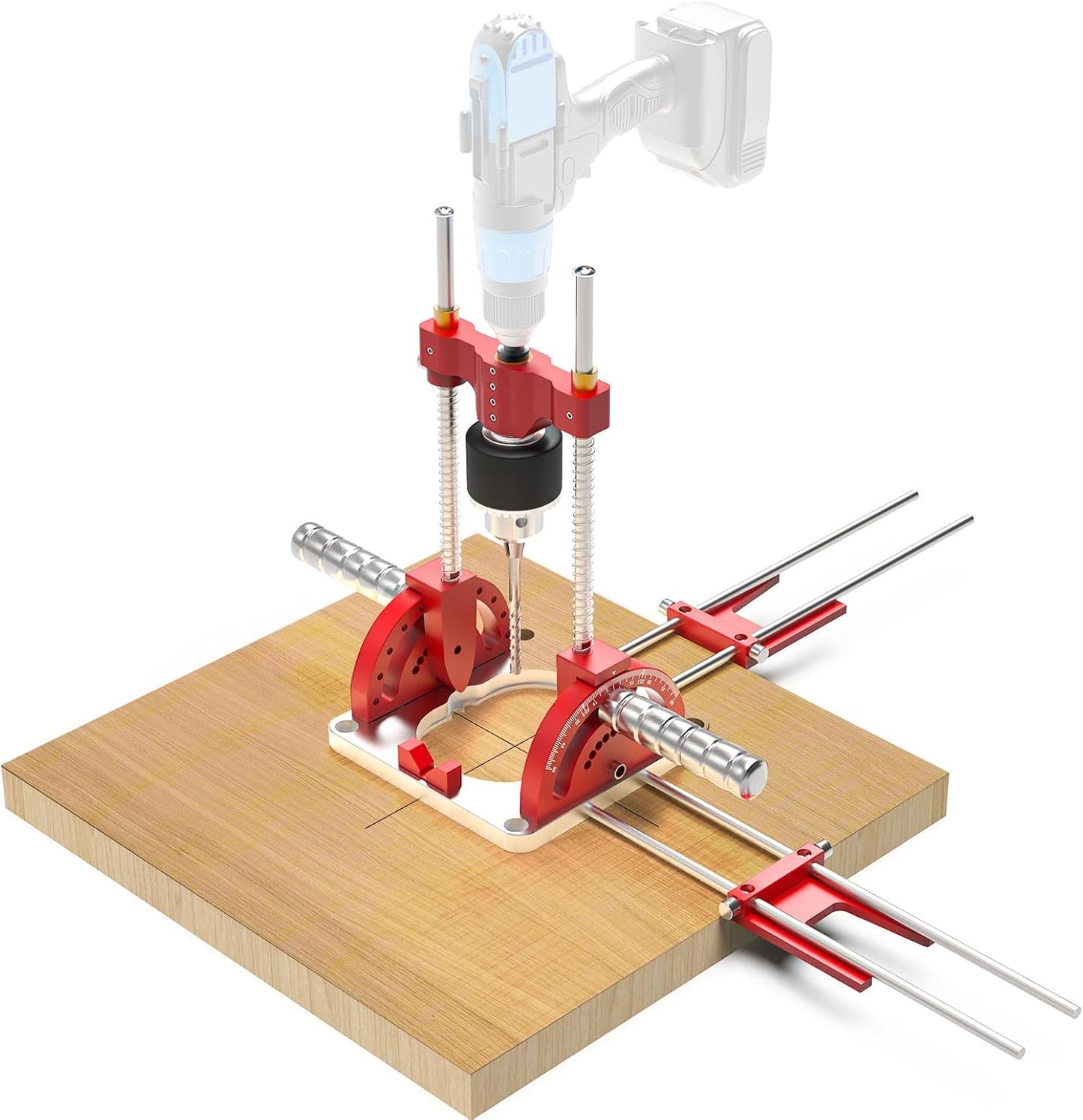 Multi Angle Drill Guide, Portable Drillling Guide, Precision Drilling Jig Attachment for Drilling Angled or Straight Holes, 0° to 60° Adjustable Angle Drill Guide for 1/16" - 1/2" Power Drills