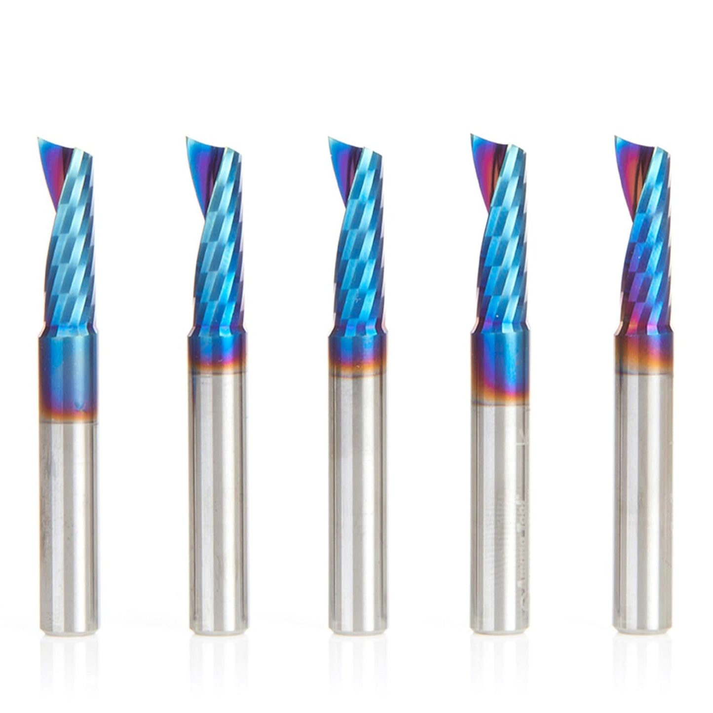 Amana Tool 51405-K-5 5-Pack CNC Spektra Coated SC Spiral O Single Flute Plastic Cutting 1\/4 D x 1 CH x 1\/4 SHK x 2-1\/2 Inch Long Up-Cut Router Bits with Mirror Finish