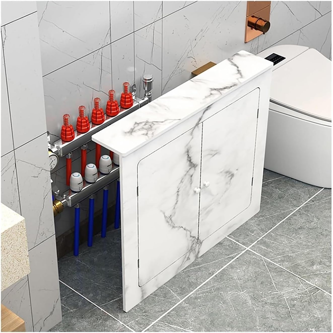 Radiator cover with ventilation slats, Radiator Cover Cabinet For Hallway Slim Pipe Decorative for Apartment Home Villas Hotel(Style B,28x26x8in(71x66x20.8cm))