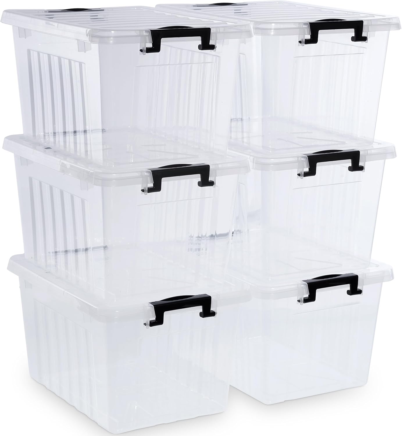 Citylife 22 QT Clear Plastic Storage Bins with Lids Stackable and Nestable Storage Boxes with Lids Large Plastic Storage Containers for Garage, Closet, Kitchen, 6 Packs