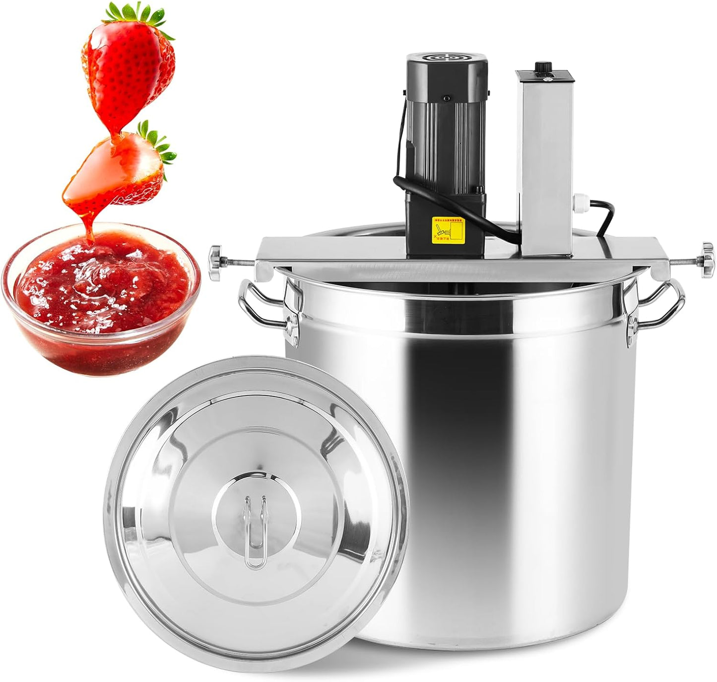 Automatic Food Mixer 25L/6.6 Gal Sauce Stirrer Frying Machine Electric Mixer Machine Commercial Pot Seasoning Bottom Soup Sauce Stirrer for for Making Jam, Sauce (110V)