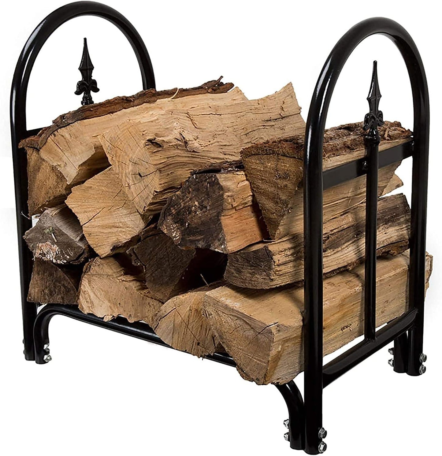 Firewood Storage Rack Heavy Duty Metal Log Holder Organizer for Indoor Outdoor Storage Black Stacked Wood Rack