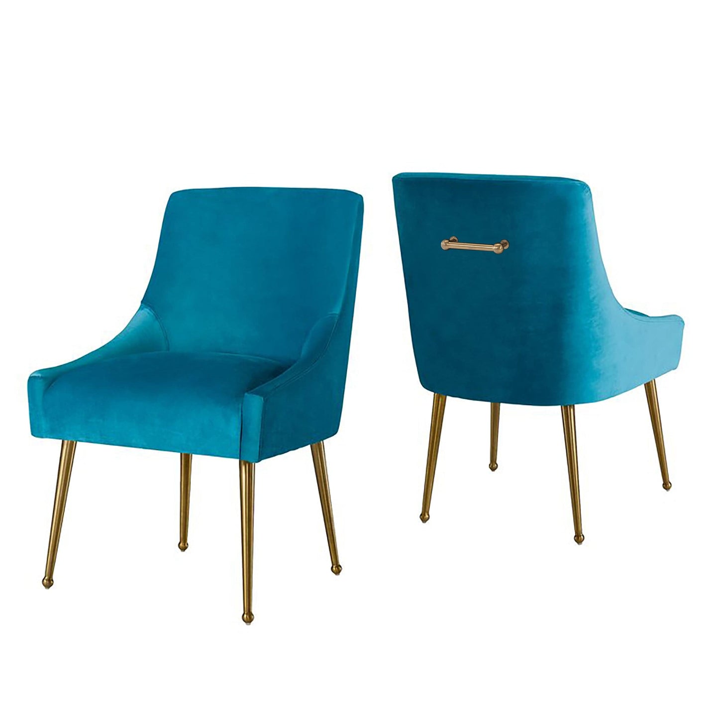 Boyel Living Light Blue Velvet Dining Chair with Pulling Handle and Adjustable Foot Nails(Set of 2)
