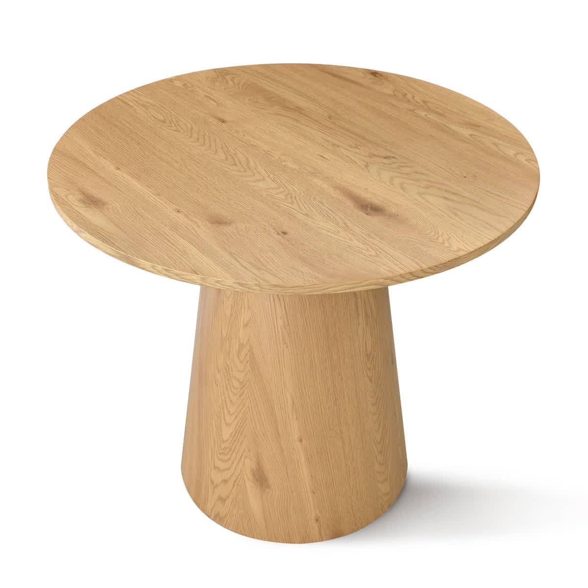 Maison Boucle 35 Inch Round Oak Dining Table with Pedestal Base for Kitchen or Small Dining Room
