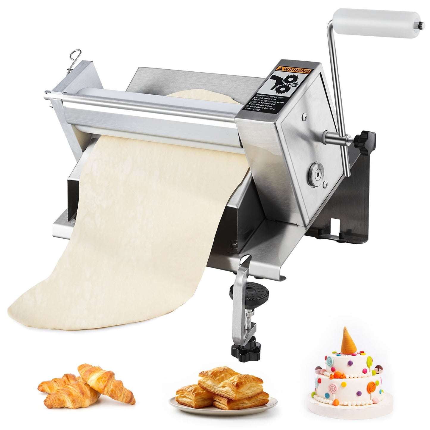 VEVOR Manual Dough Sheeter Machine Puff Pastry Sheeter and Fondant Roller Removable Handle Panel Roller for Easy Cleaning Max 1/2 inch Adjustable Thickness for Home or Small Commercial Kitchens