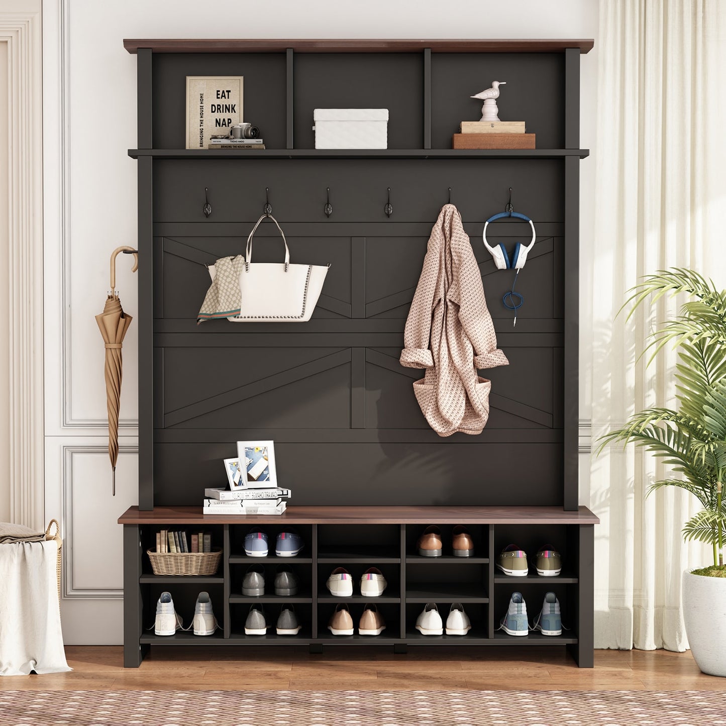 Mondawe Black Wood Clothing rack