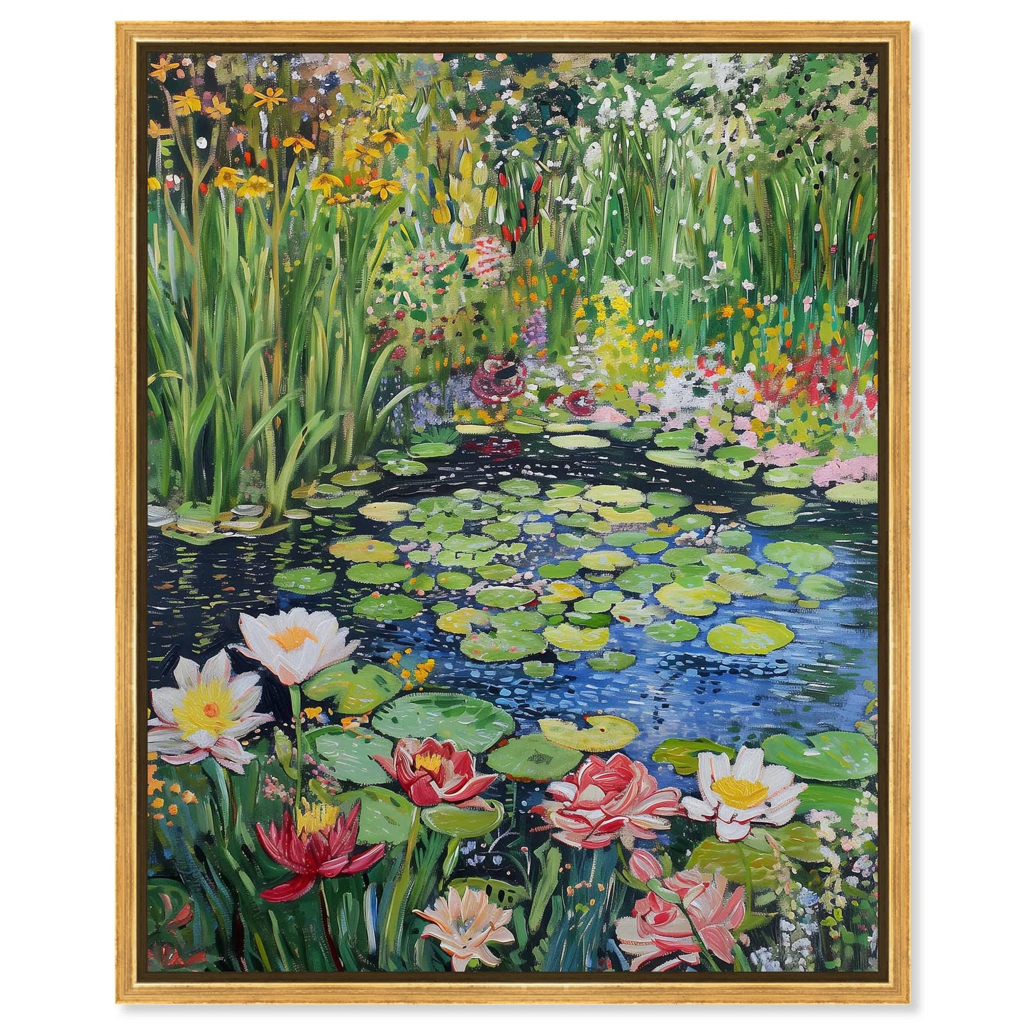 Art Remedy Impressionist Pond Modern/Contemporary Print by Gold Frame 24 x 30