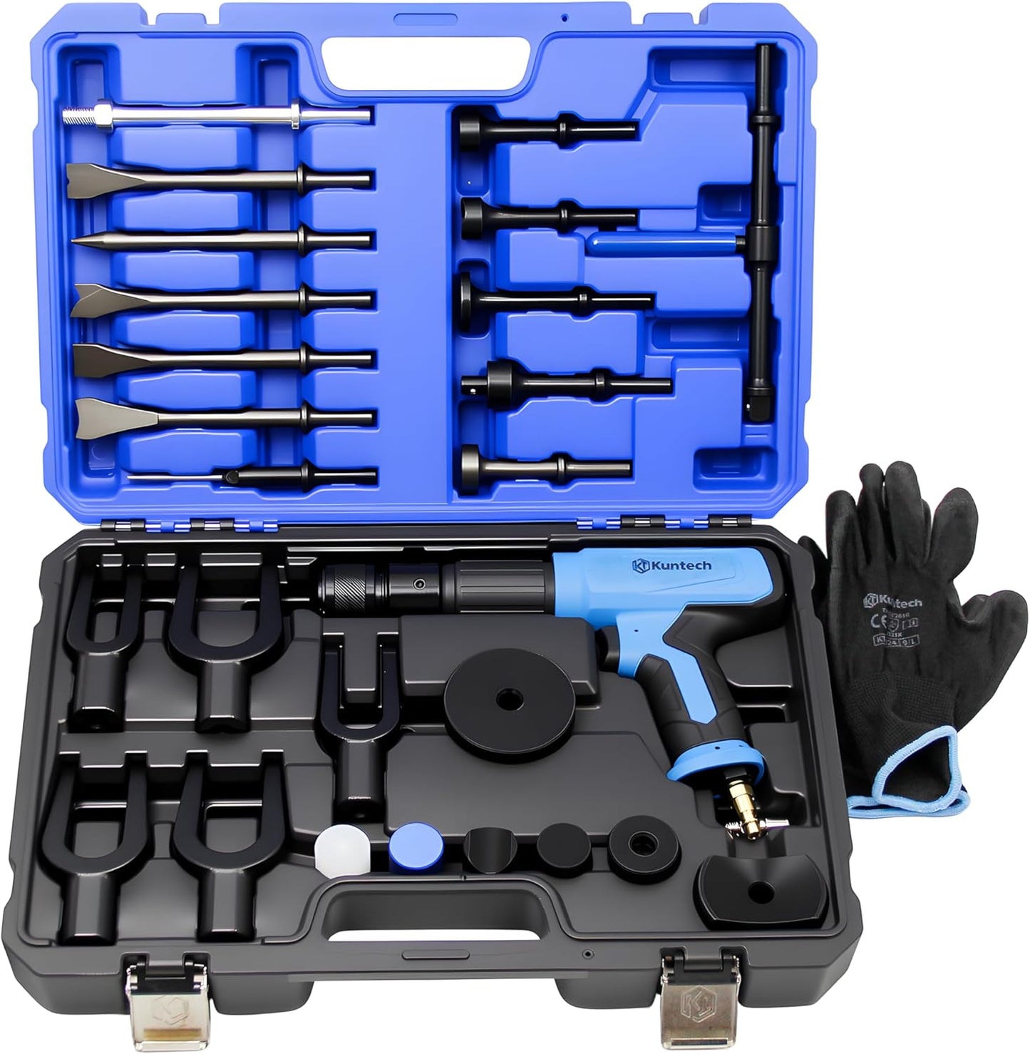 27PCS Air Hammer Kit, Pneumatic Hammers 2500 BPM, Air Hammer Piece Chisel Set with Carrying Case & Gloves