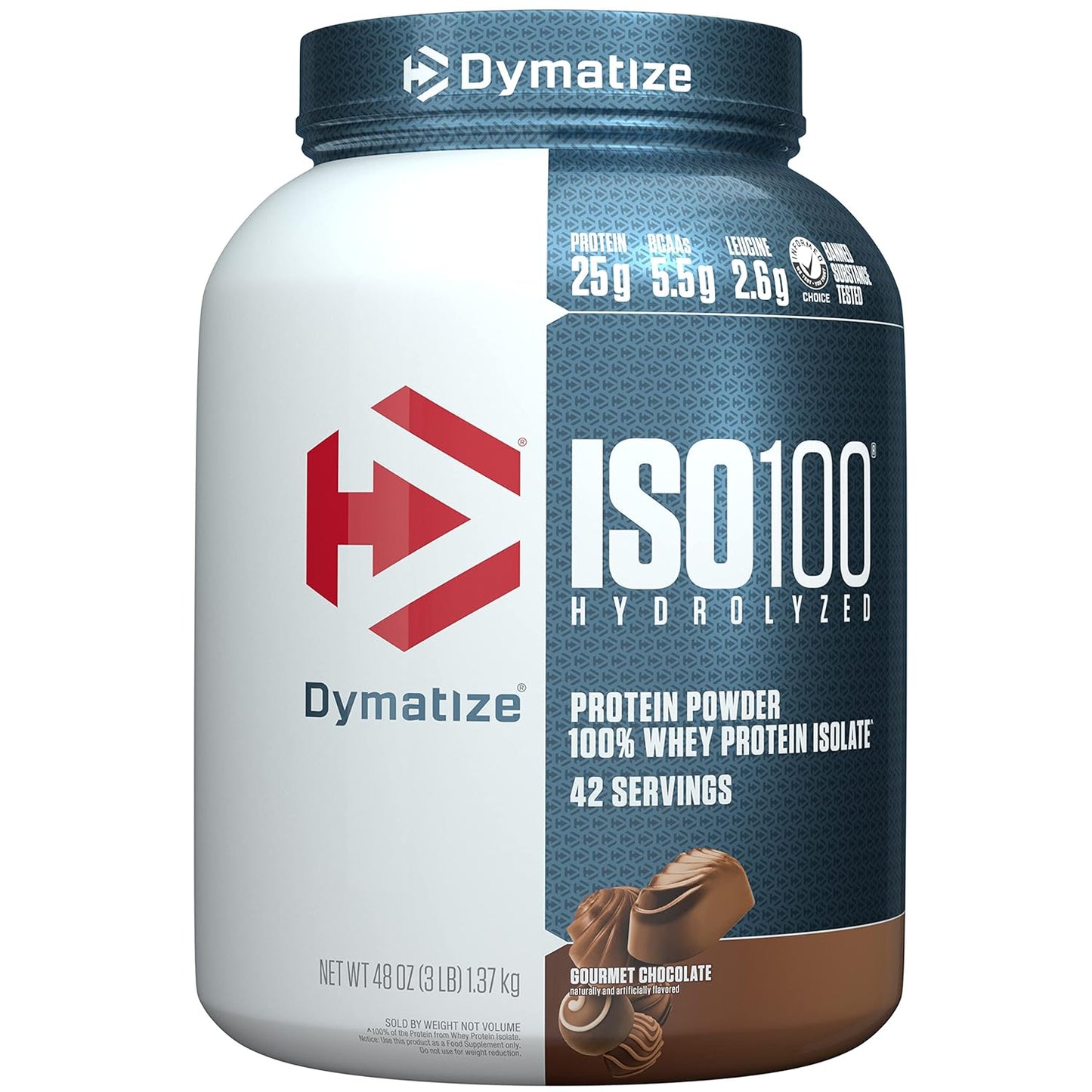Dymatize ISO 100 Whey Protein Powder Isolate, Gourmet Chocolate, 3 lbs