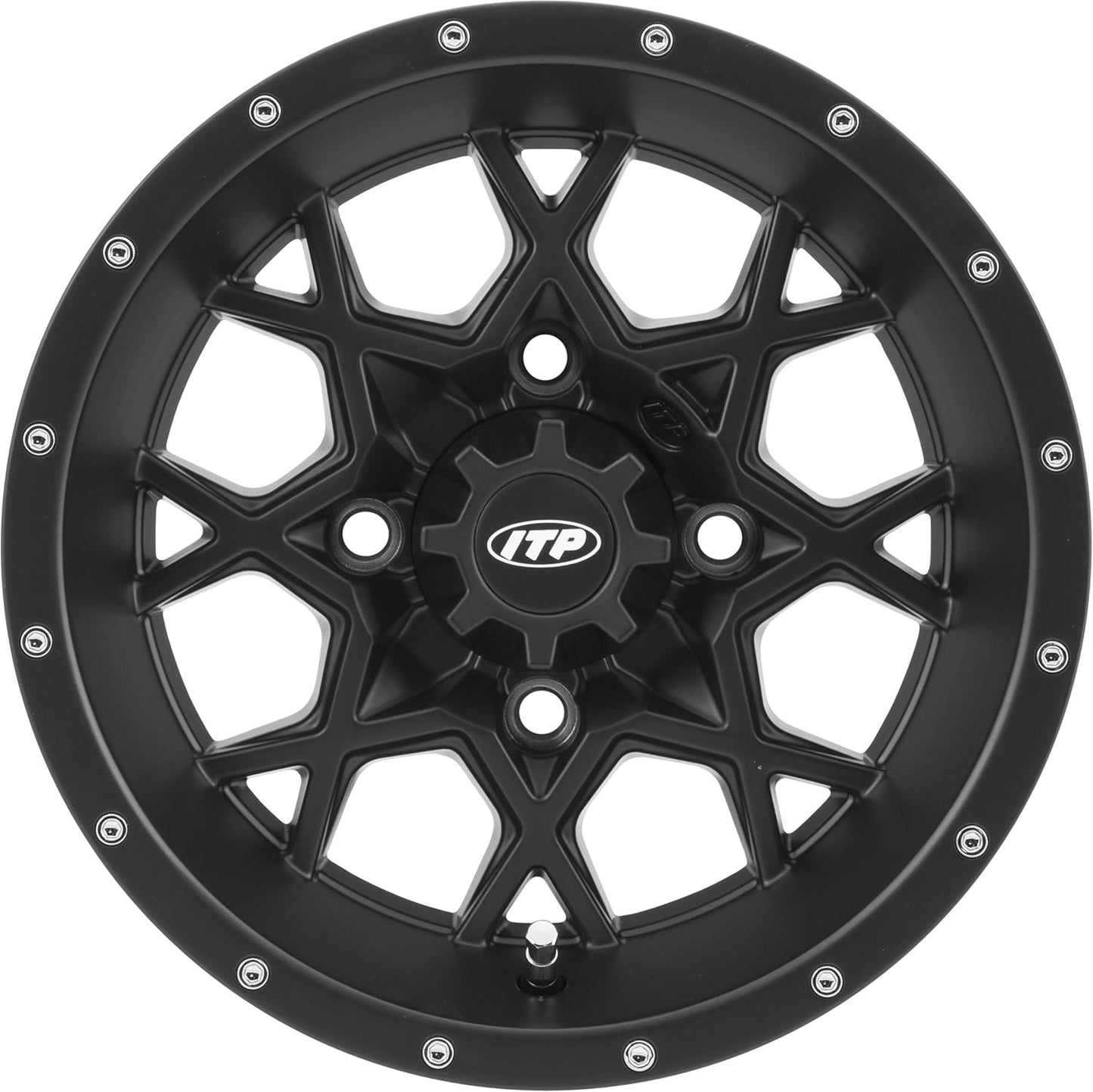 ITP 1228633536B Hurricane Matte Black Wheel with Machined Finish (12x7"/4x137mm)