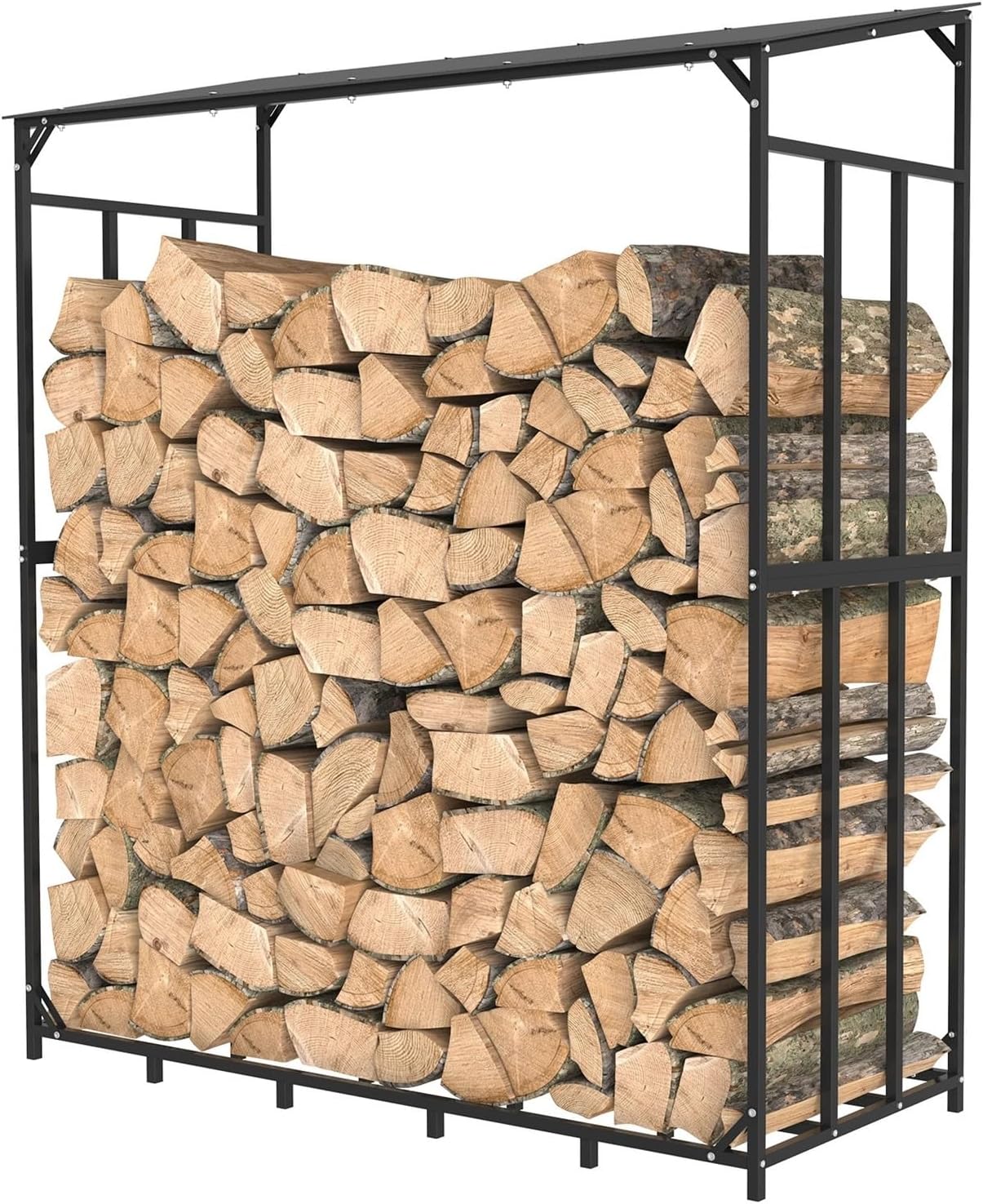 Fnacuody Firewood storage rack Heavy Duty Outdoor Firewood Storage Log Rack Metal Stand with Top Cover Fire Stacker