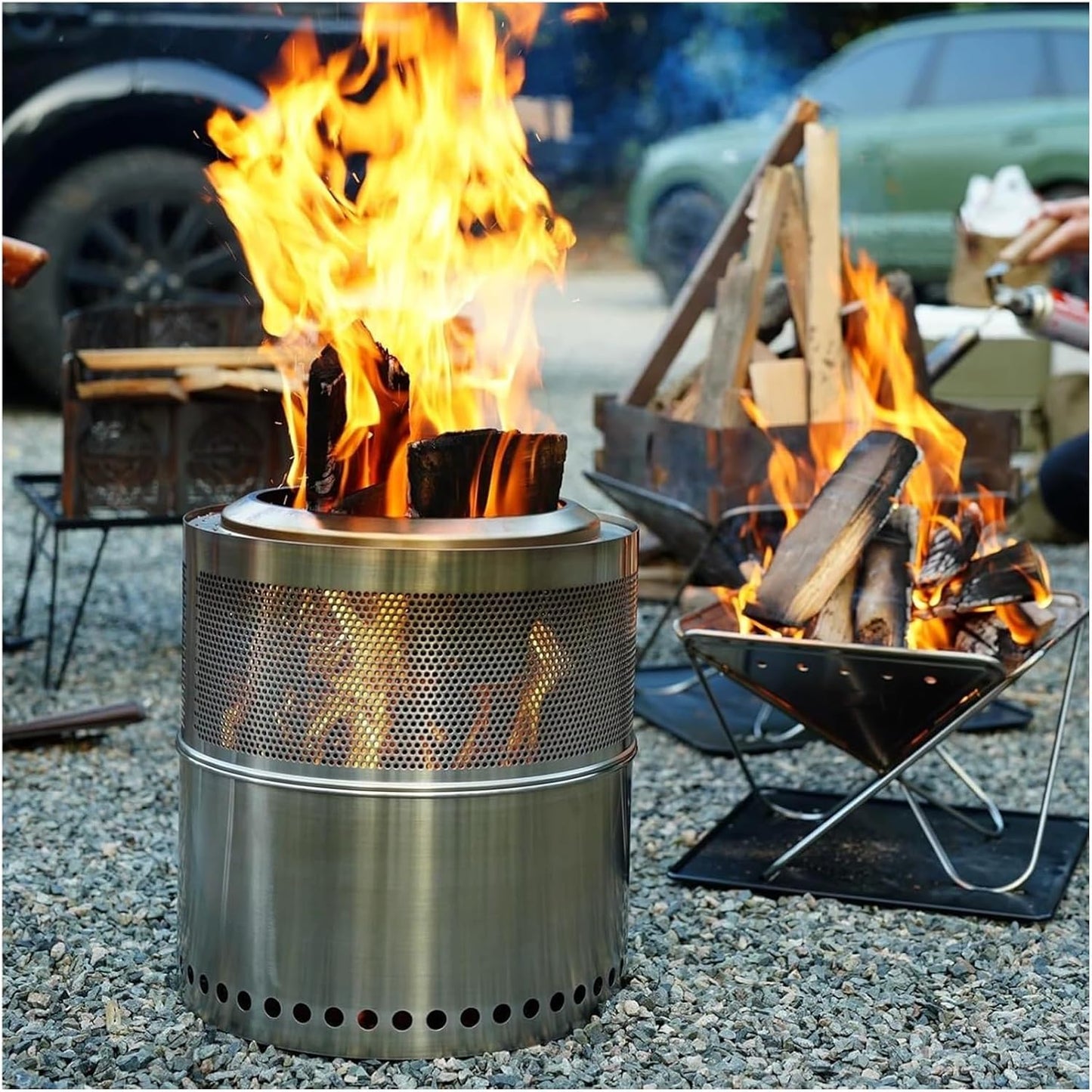 Smokeless Burn Barrel,Burn Barrel, Household Burning Container,Outdoors Fire Racks Heating stoves Bedroom Living Room Outdoor Park Yard(26cm(11in) with mesh)