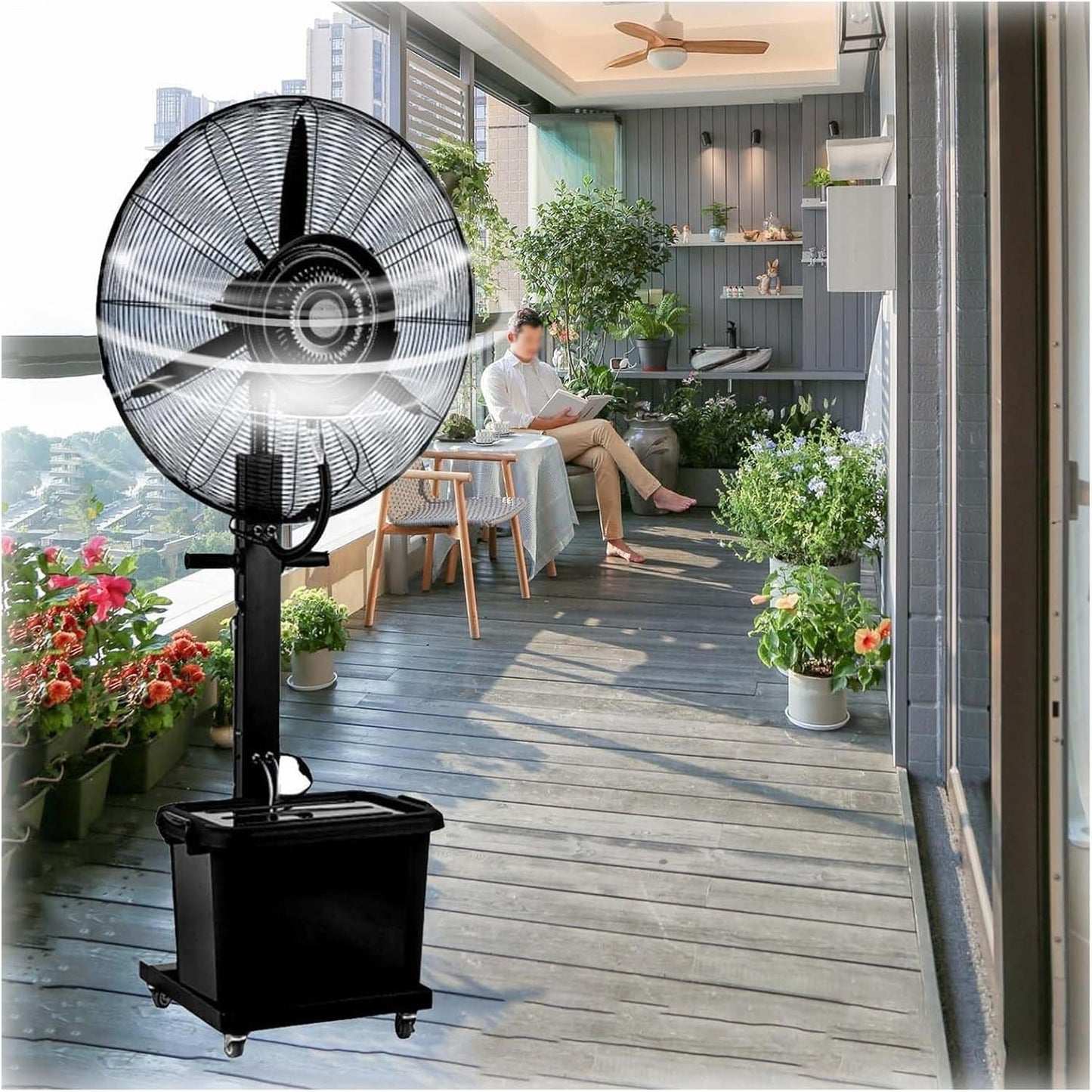 Industrial Misting Fan (26 In\/30 In) Commercial Pedestal Fan - 3 Cooling Speeds Moving Outdoor Fan - 120 Degree Oscillation - Portable Mist Fan For Warehouse,Workshop, Factory And Basement(30 inch)