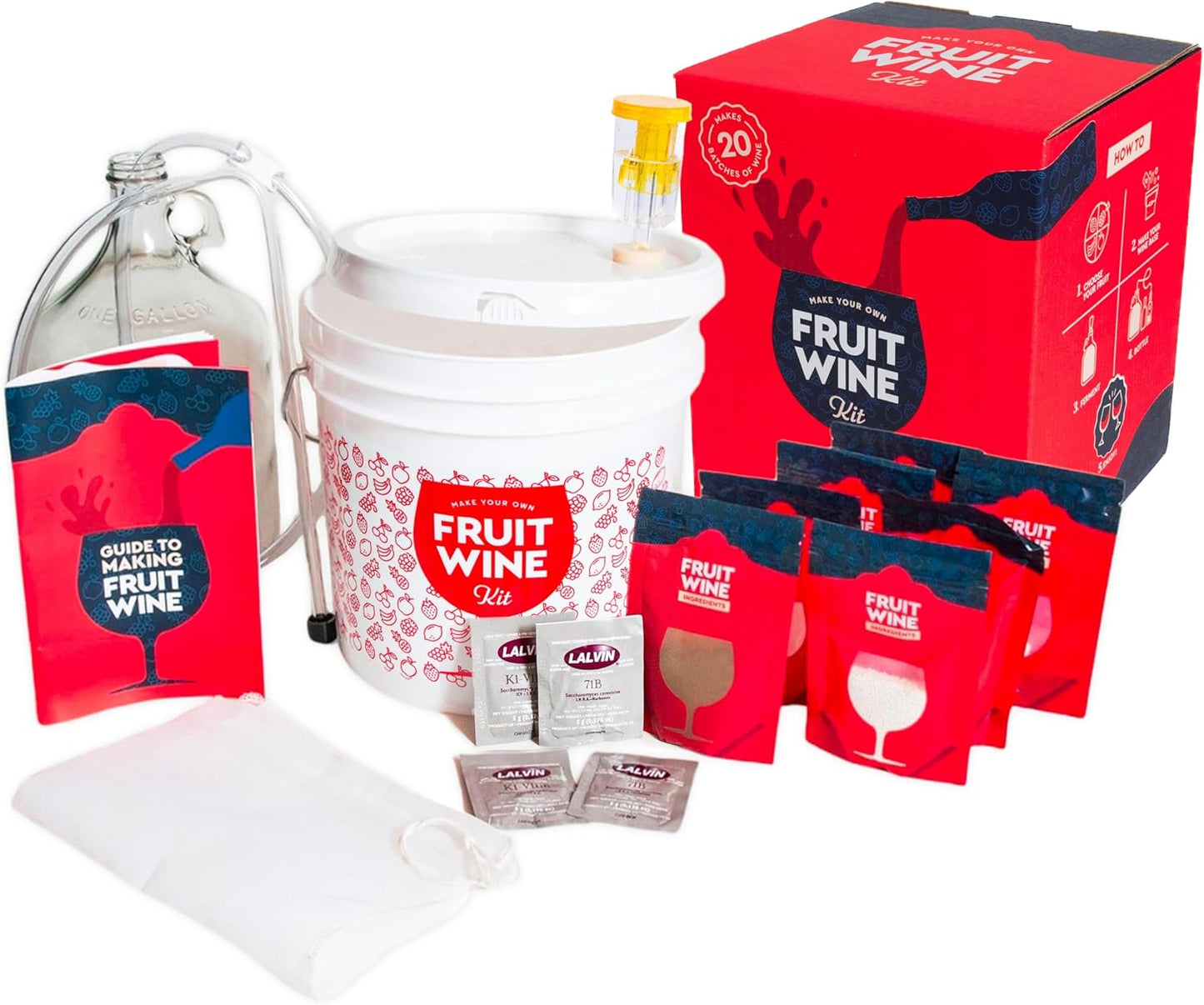 Craft A Brew - Fruit Wine Making Kit - Easy for Beginners - At Home Wine Making Kit - Includes Ingredients & Reusable Equipment - Use Any Fresh, Frozen or Fruit Juice - Makes Up to 20 1-gallon Batches