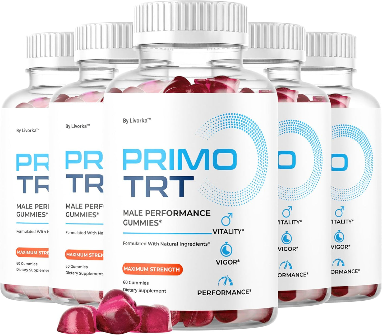 (5 Pack) Primo TRT Gummies - Official PrimoTRT Supplement Gummys For Men - Maximum Strength Energy Support, Natural Primo TRT Vitamins Support Overall Health & Wellness, 300 Gummies For 5 Months
