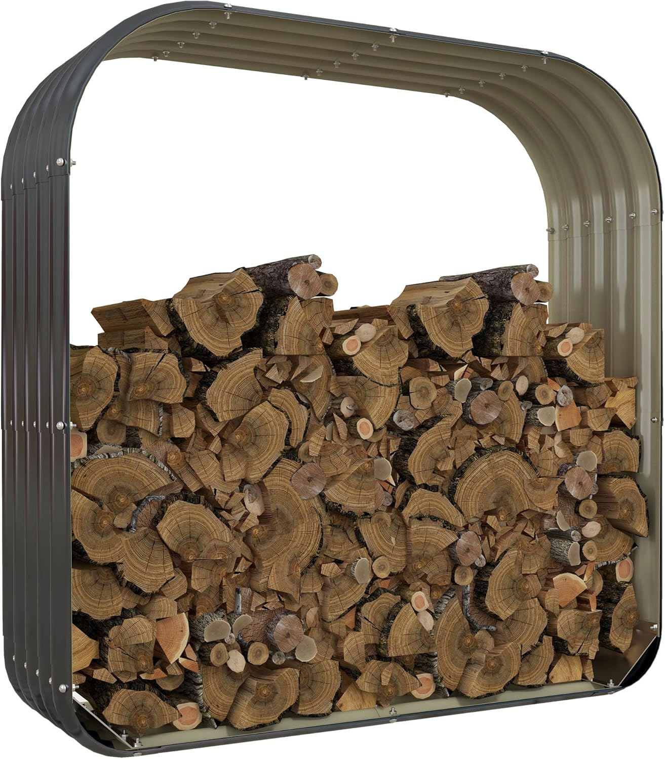 4.7' x 1.4' x 4.7' Galvanized Steel Wood Shed Firewood Storage Rack - Safe Rubberized Edge & Assembly Gloves Included