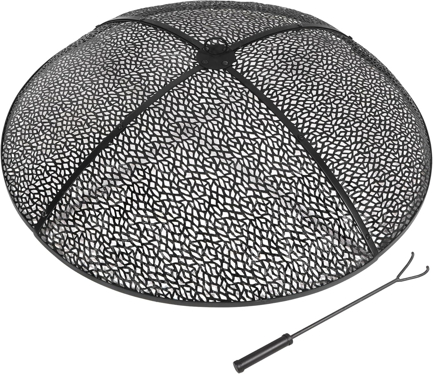 REDCAMP 36Inch Fire Pit Spark Screen, Collapsible Fire Pit Screen Round with Handle, Heavy Duty Iron Fire Pit Cover Mesh Round Replacement Firepit Screens Easy Opening for Outdoor Patio Backyard
