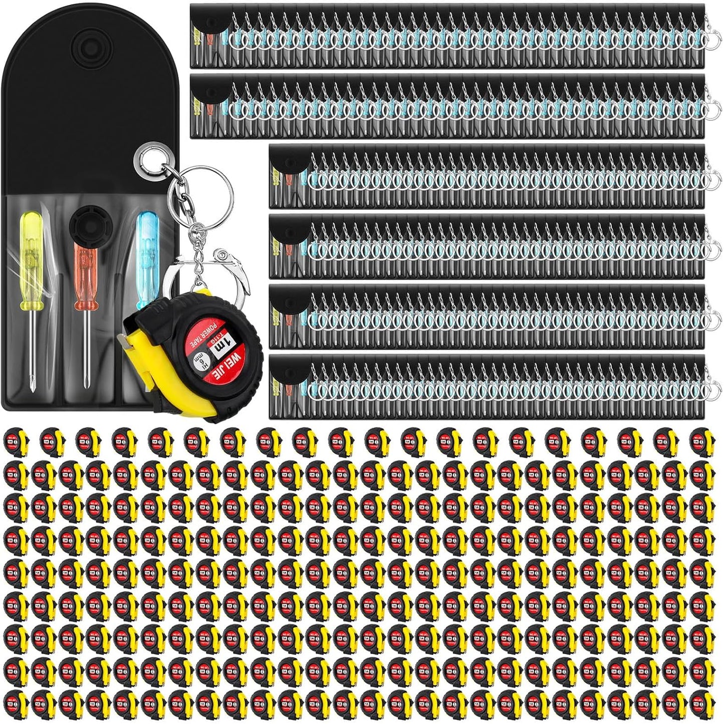 Jutom 240 Pcs Mini Tape Measure Keychain Bulk Mini Screwdriver Keychain Set for Adult Men Tool Party Favors Christmas Gifts