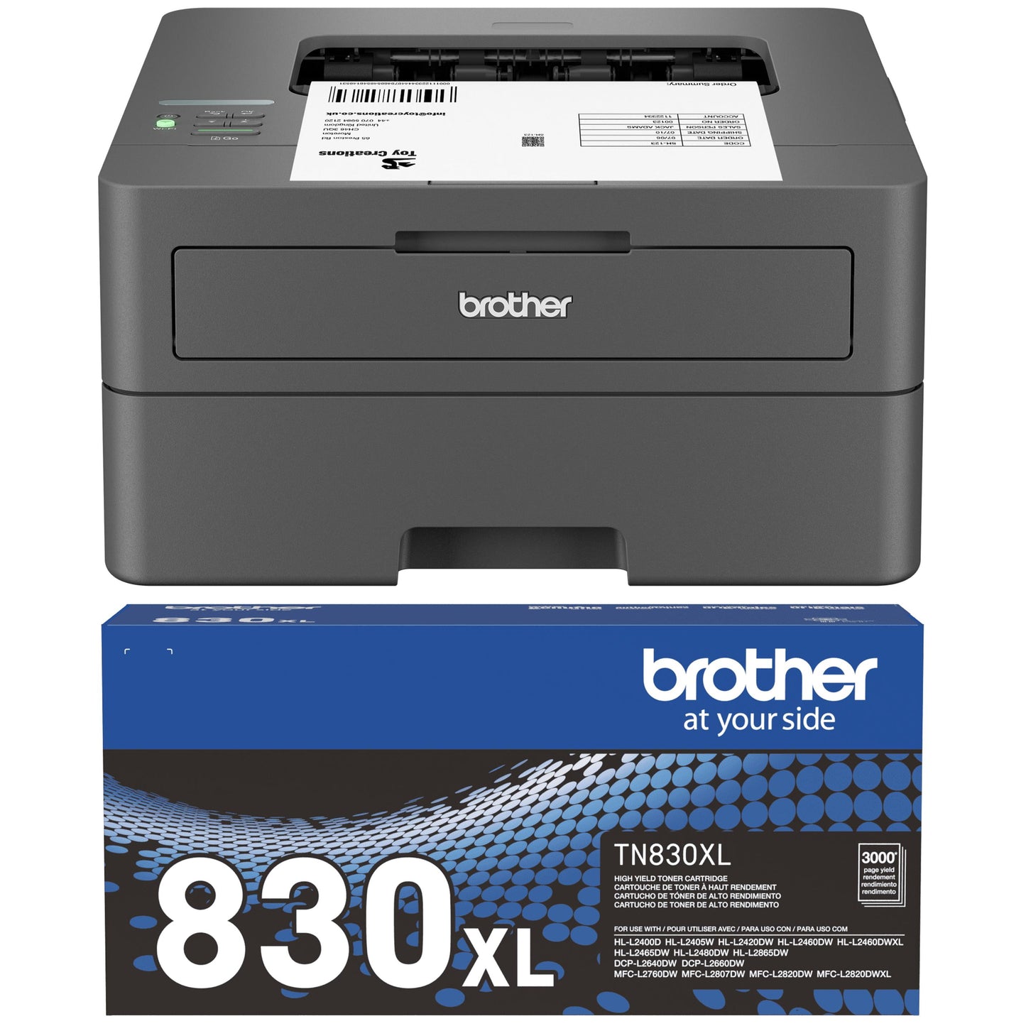 Brother HL-L2405W Monochrome Laser Printer Plus Toner Cartridge (Bundle)