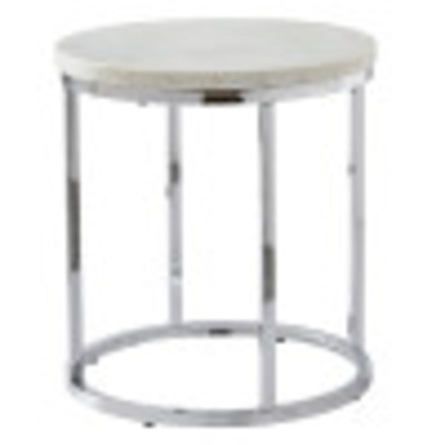Echo White Marble and ChromeMetal Round Contemporary End Table