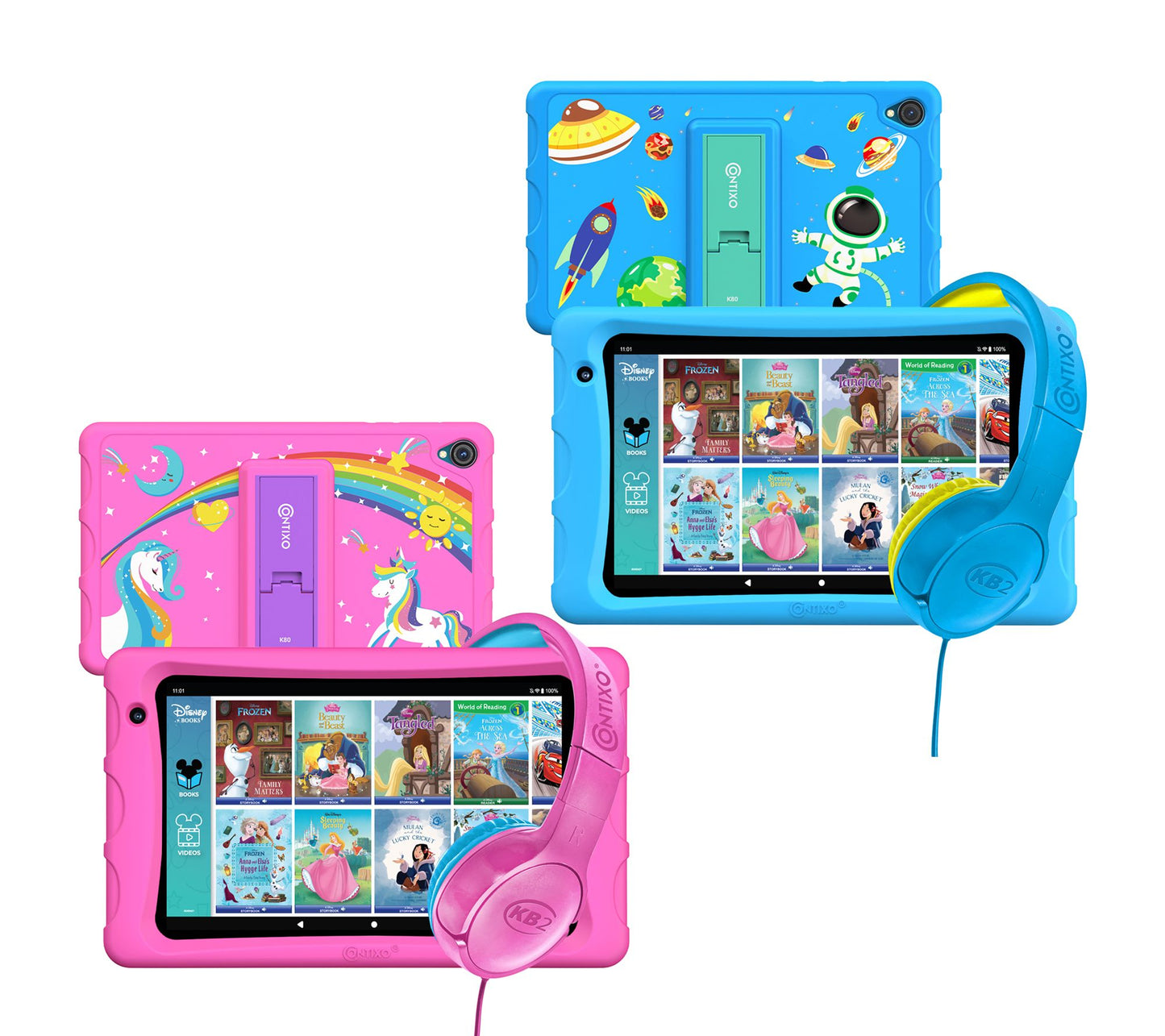 Contixo K80 8" Kids Tablet & Headphone Combo, Set of 2