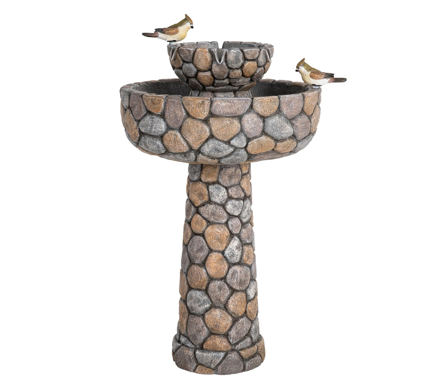 Glitzhome Outdoor Birdbath Fountain w/ Faux Fea thered Friends